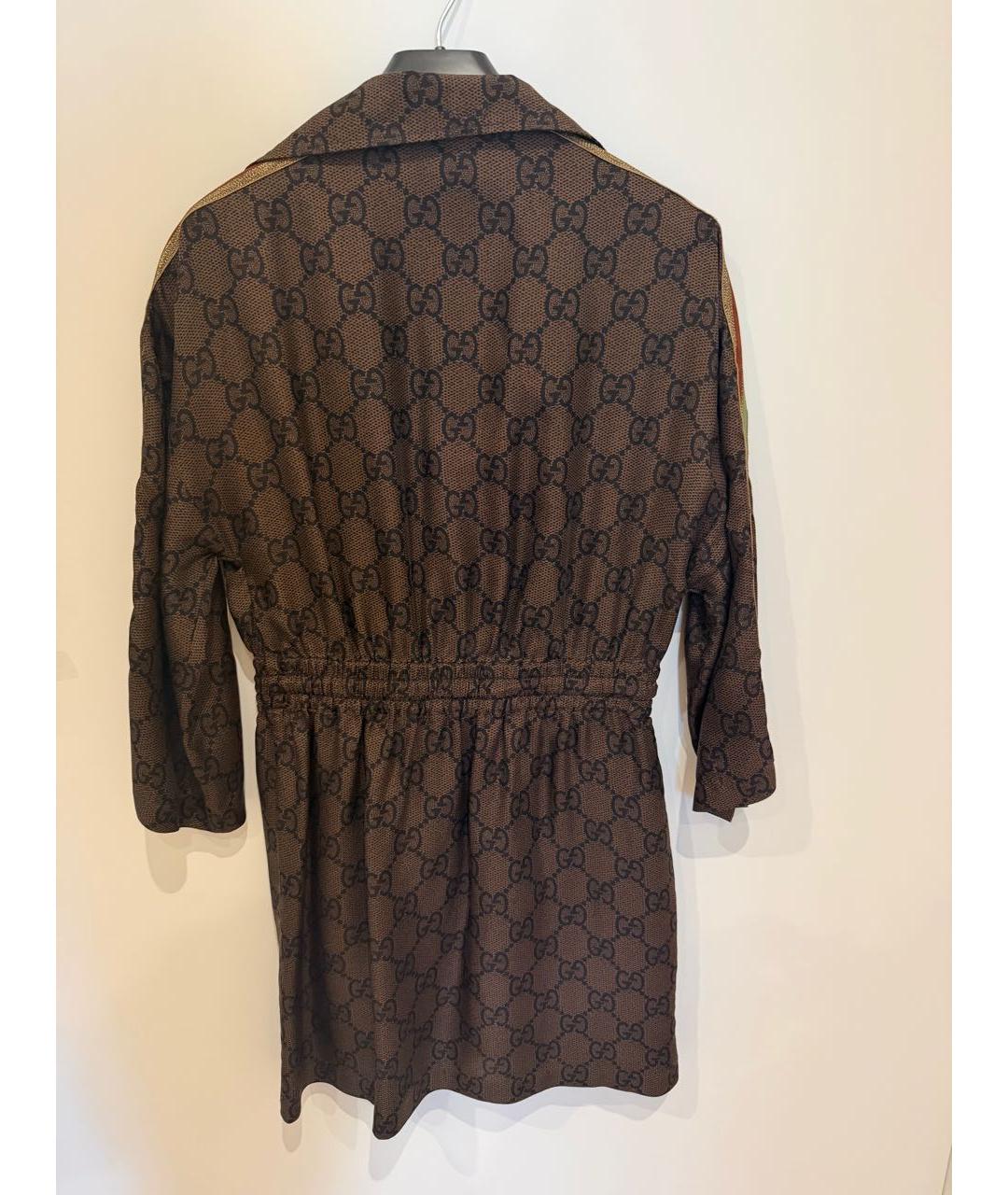 GUCCI Коричневое шелковое повседневное платье, фото 2