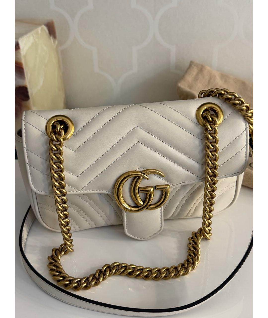 GUCCI Белая кожаная сумка через плечо, фото 5