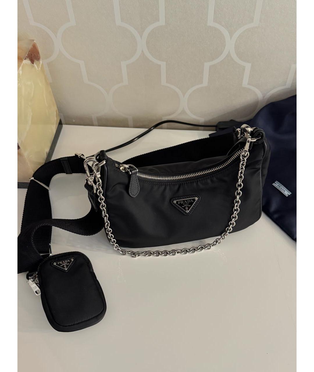 PRADA Черная синтетическая сумка через плечо, фото 3