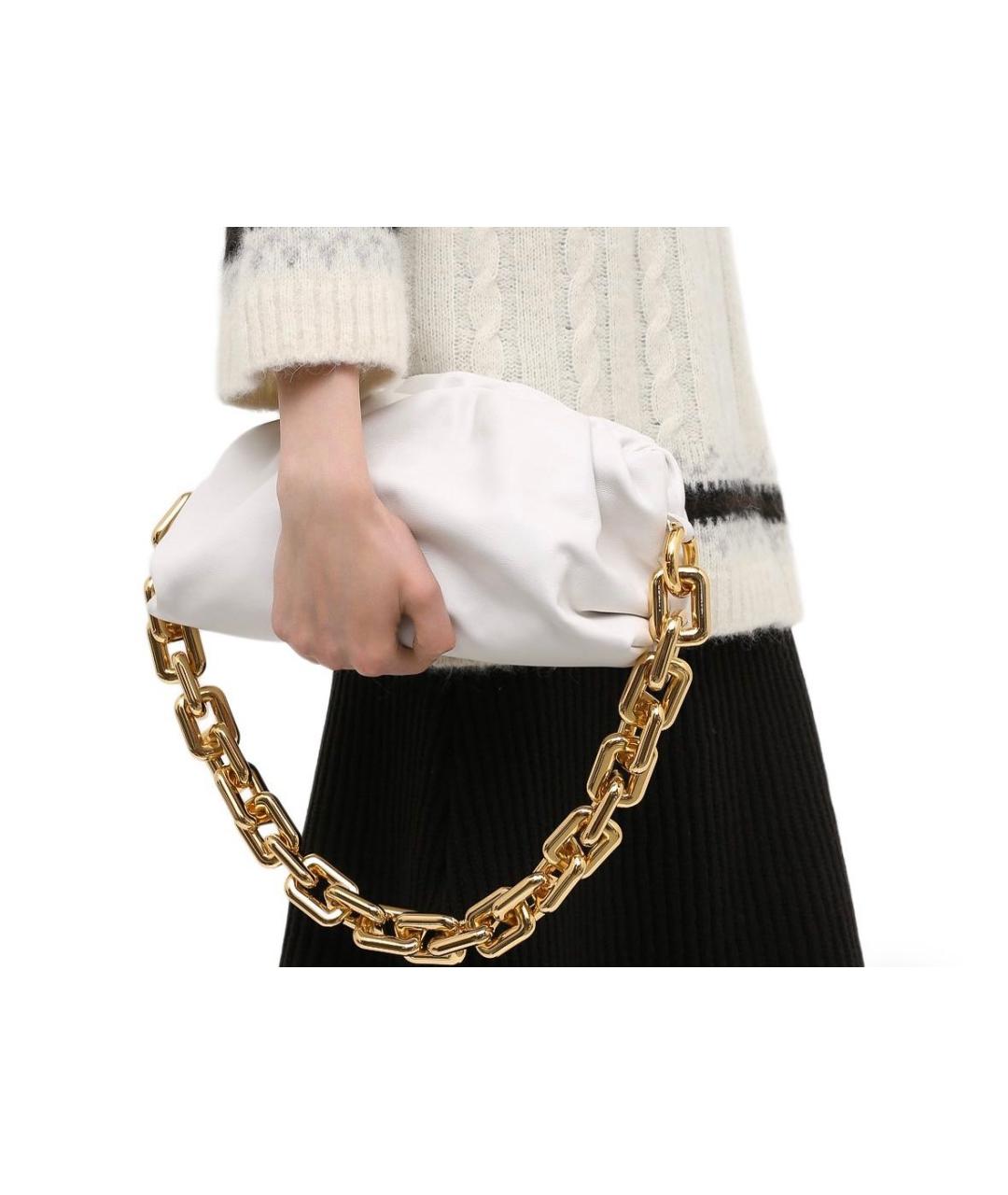 BOTTEGA VENETA Белая кожаная сумка с короткими ручками, фото 2