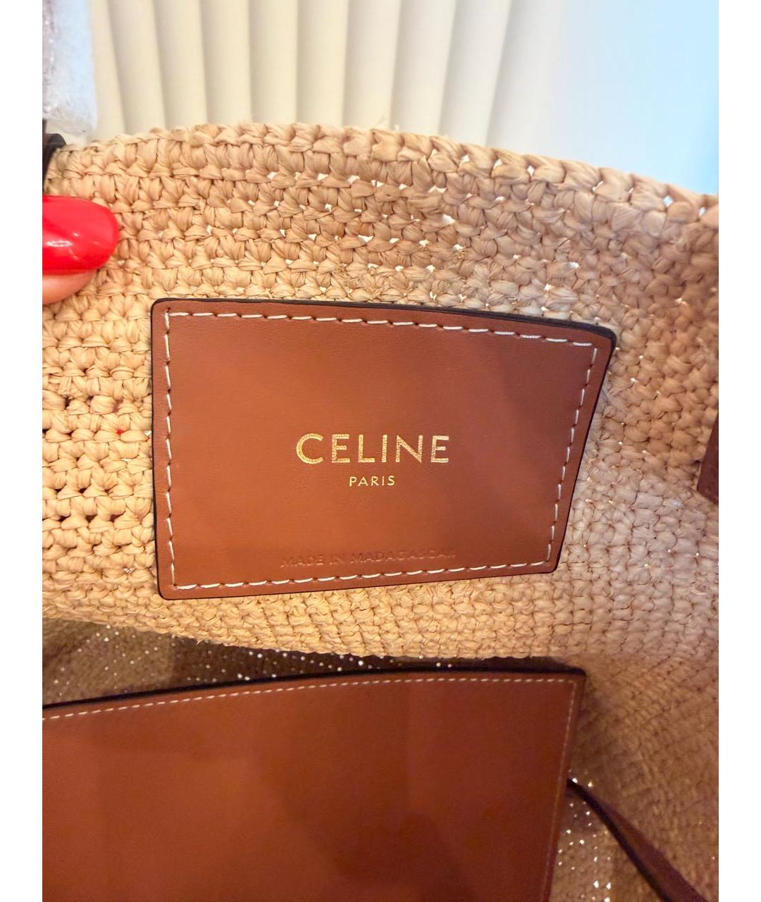 CELINE Бежевая плетеная пляжная сумка, фото 3