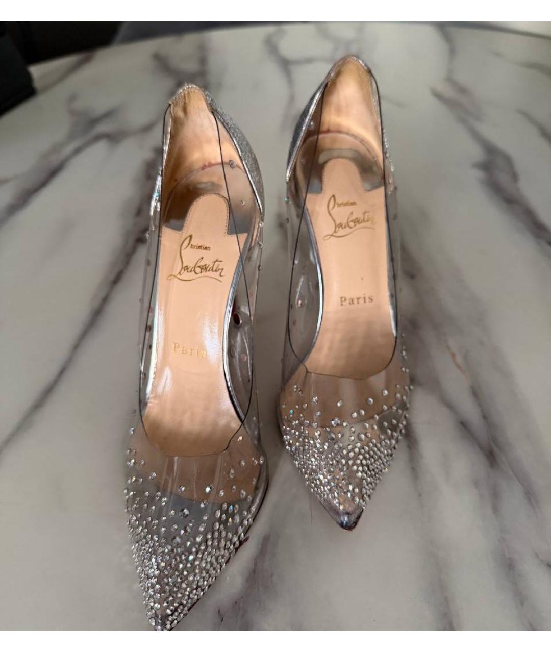 CHRISTIAN LOUBOUTIN Серебряные кожаные туфли, фото 3
