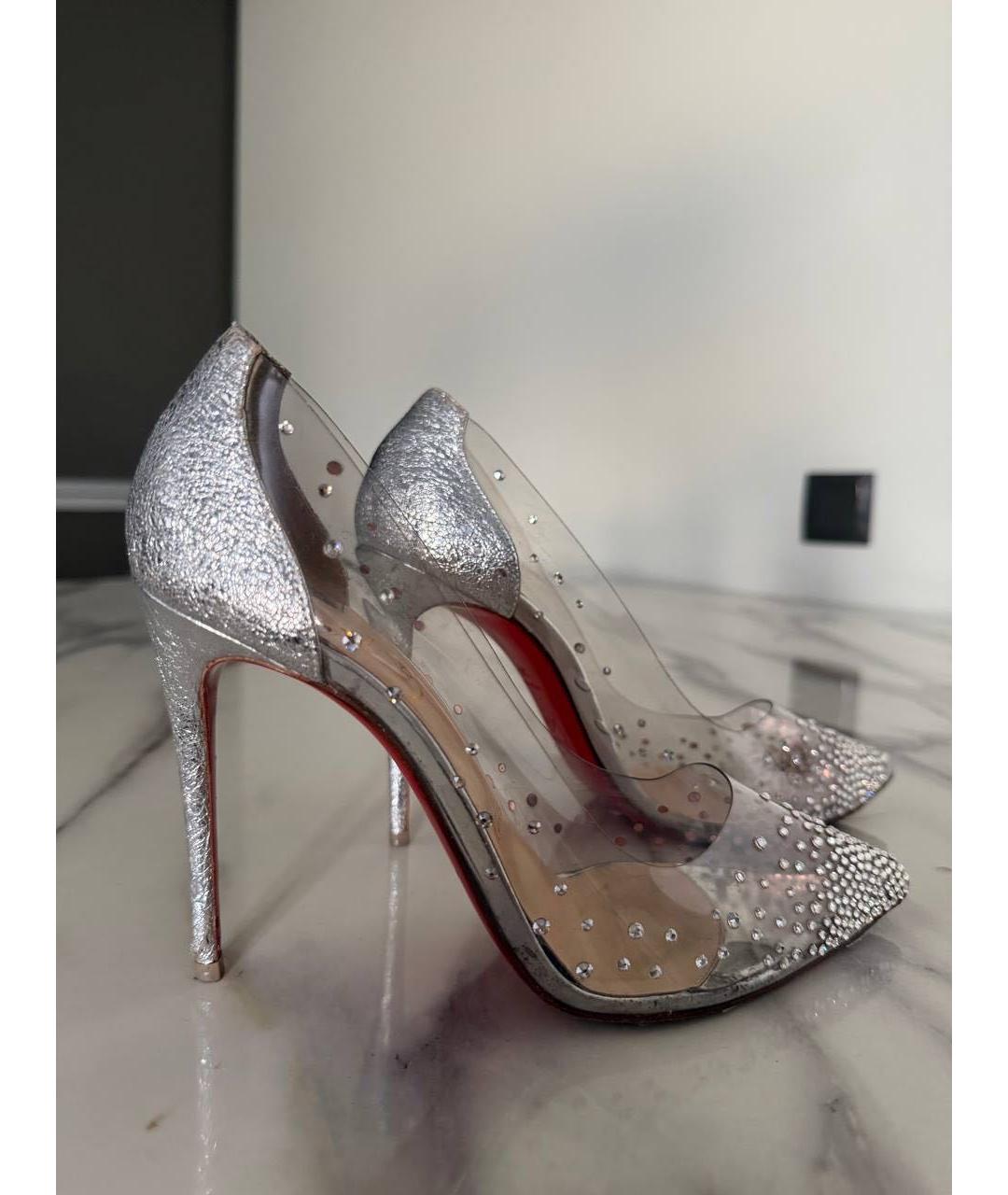 CHRISTIAN LOUBOUTIN Серебряные кожаные туфли, фото 5