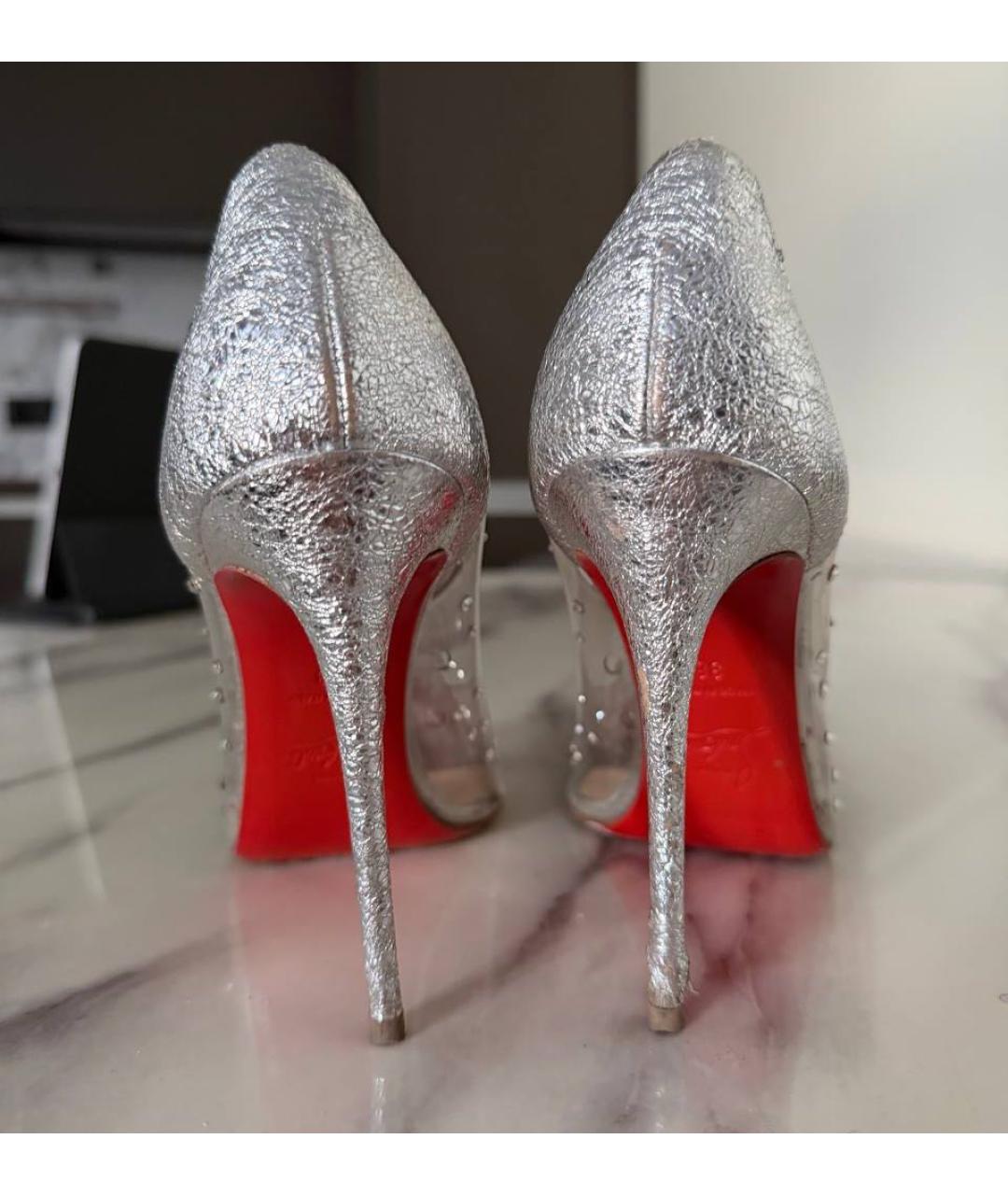 CHRISTIAN LOUBOUTIN Серебряные кожаные туфли, фото 4