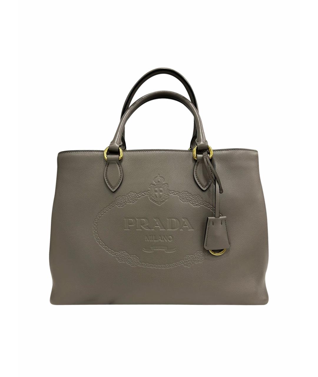 PRADA Серая кожаная сумка тоут, фото 1