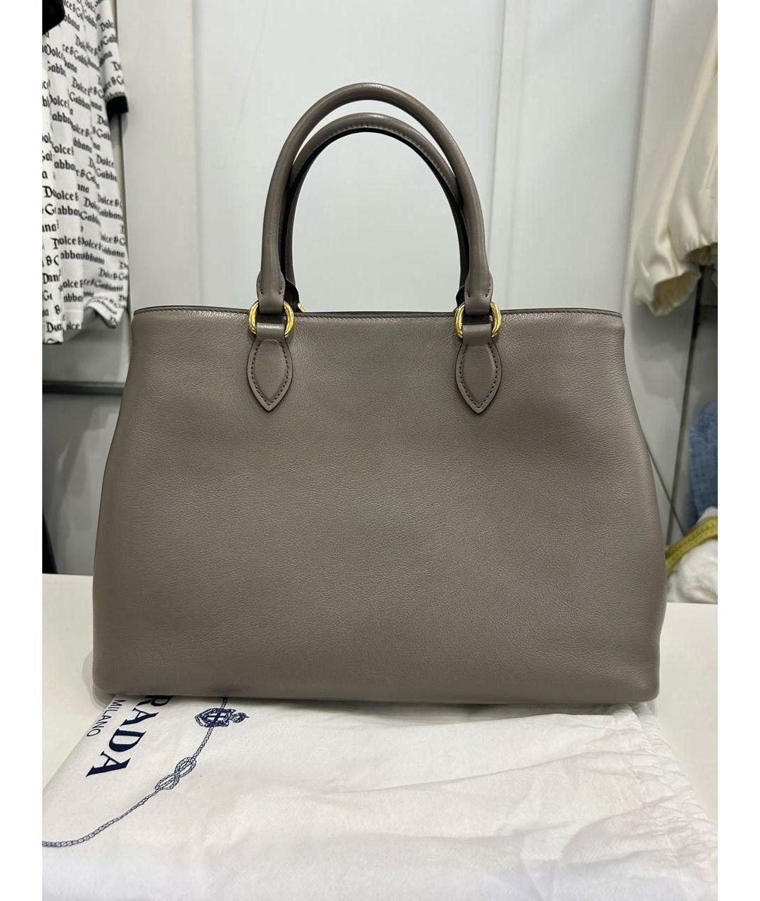 PRADA Серая кожаная сумка тоут, фото 3