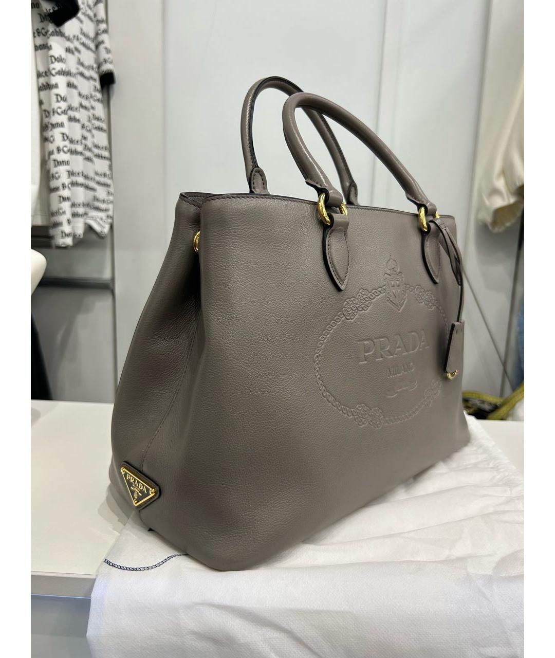 PRADA Серая кожаная сумка тоут, фото 2
