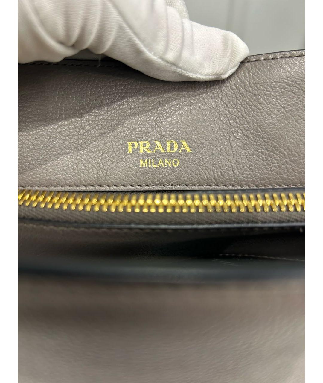 PRADA Серая кожаная сумка тоут, фото 6