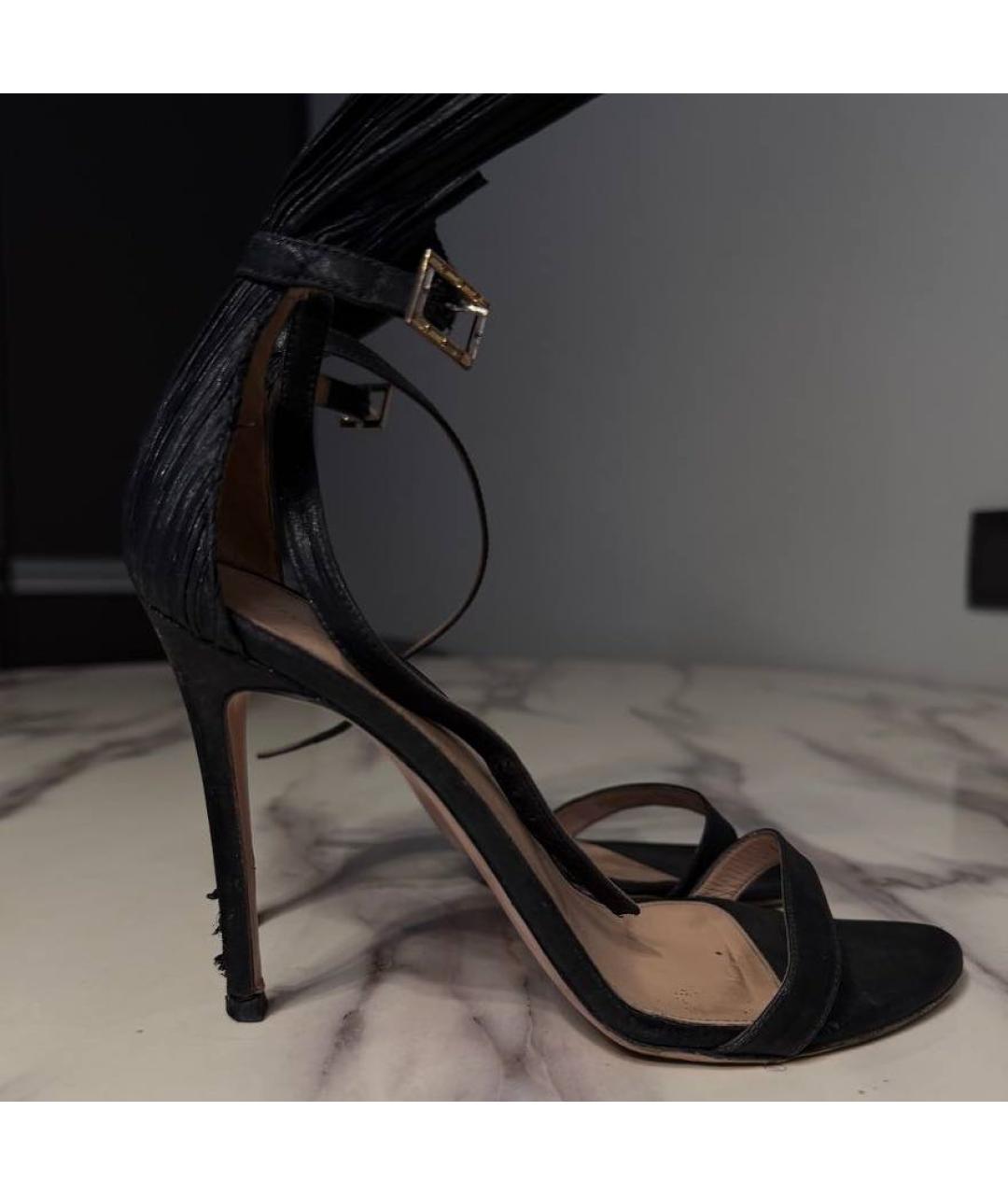 GIANVITO ROSSI Черные кожаные босоножки, фото 5