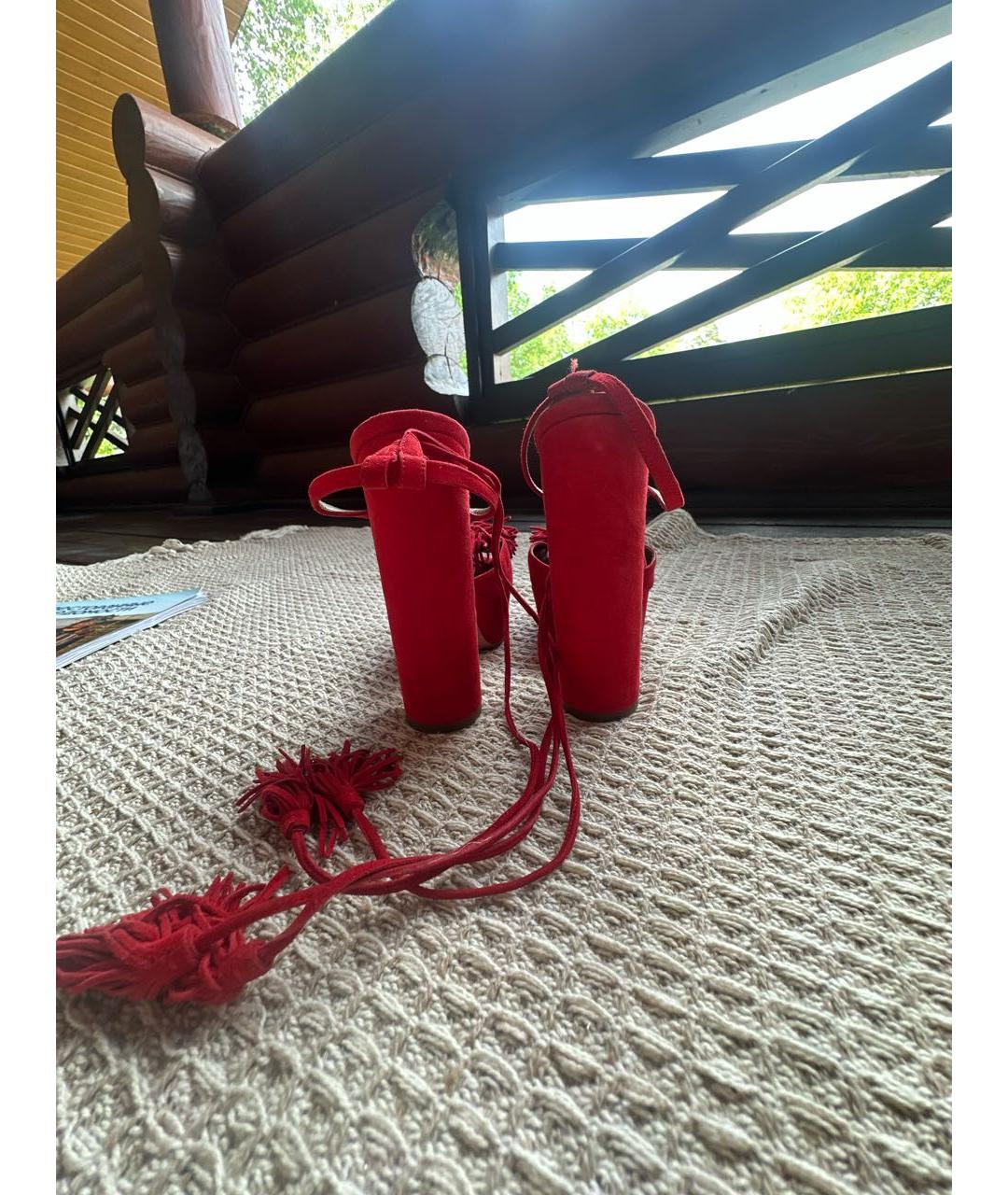 AQUAZZURA Бордовые замшевые босоножки, фото 4