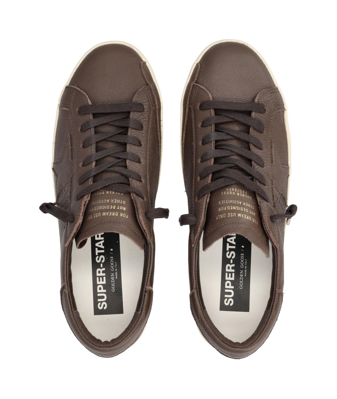 GOLDEN GOOSE Коричневые кожаные низкие кроссовки / кеды, фото 2