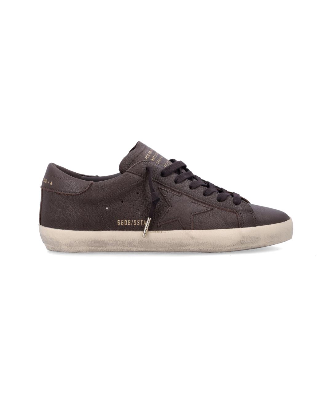 GOLDEN GOOSE Коричневые кожаные низкие кроссовки / кеды, фото 1