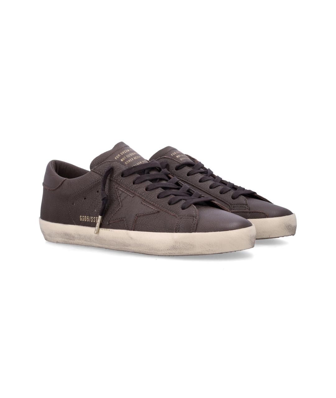 GOLDEN GOOSE Коричневые кожаные низкие кроссовки / кеды, фото 3