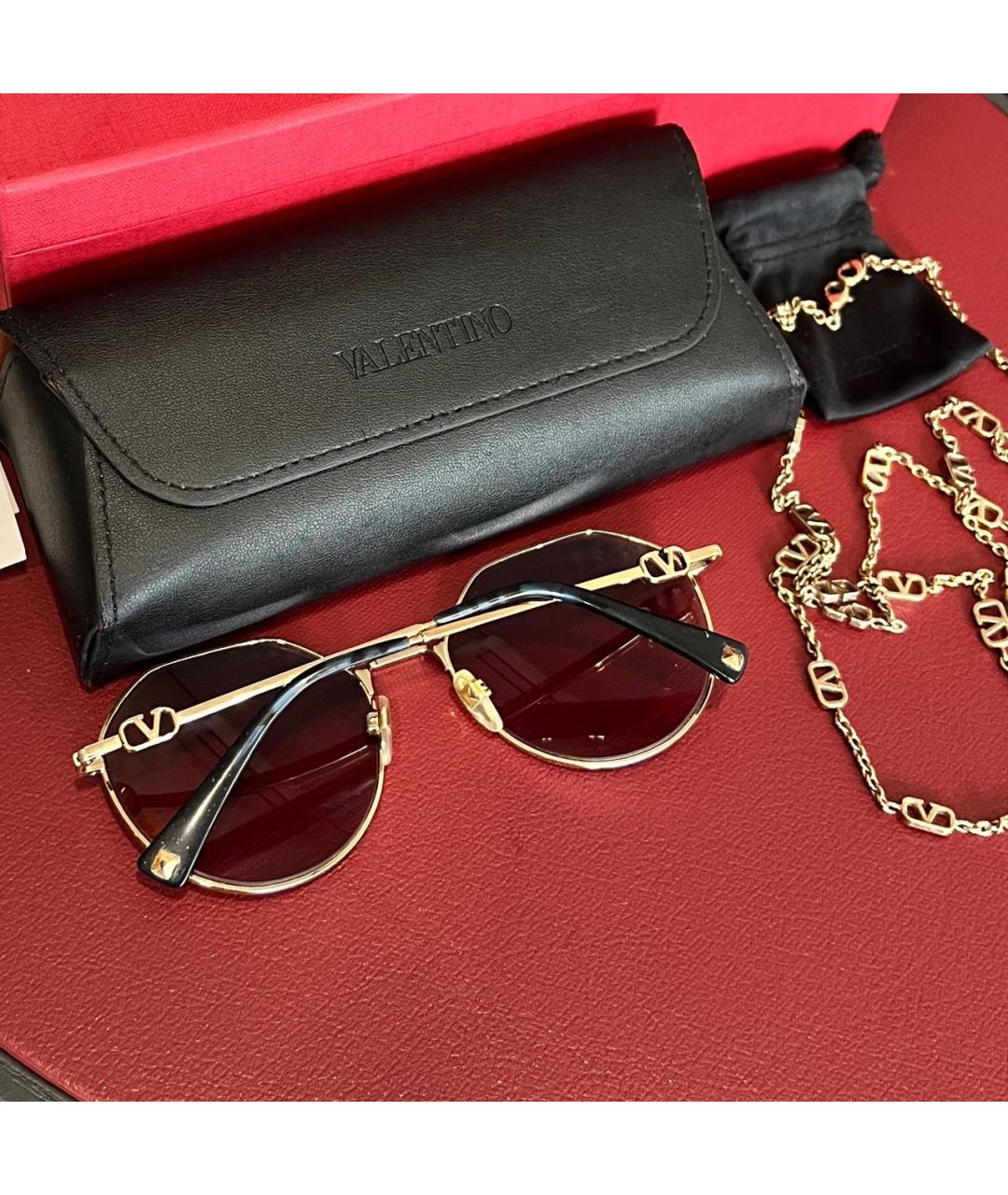 VALENTINO Коричневые металлические солнцезащитные очки, фото 3