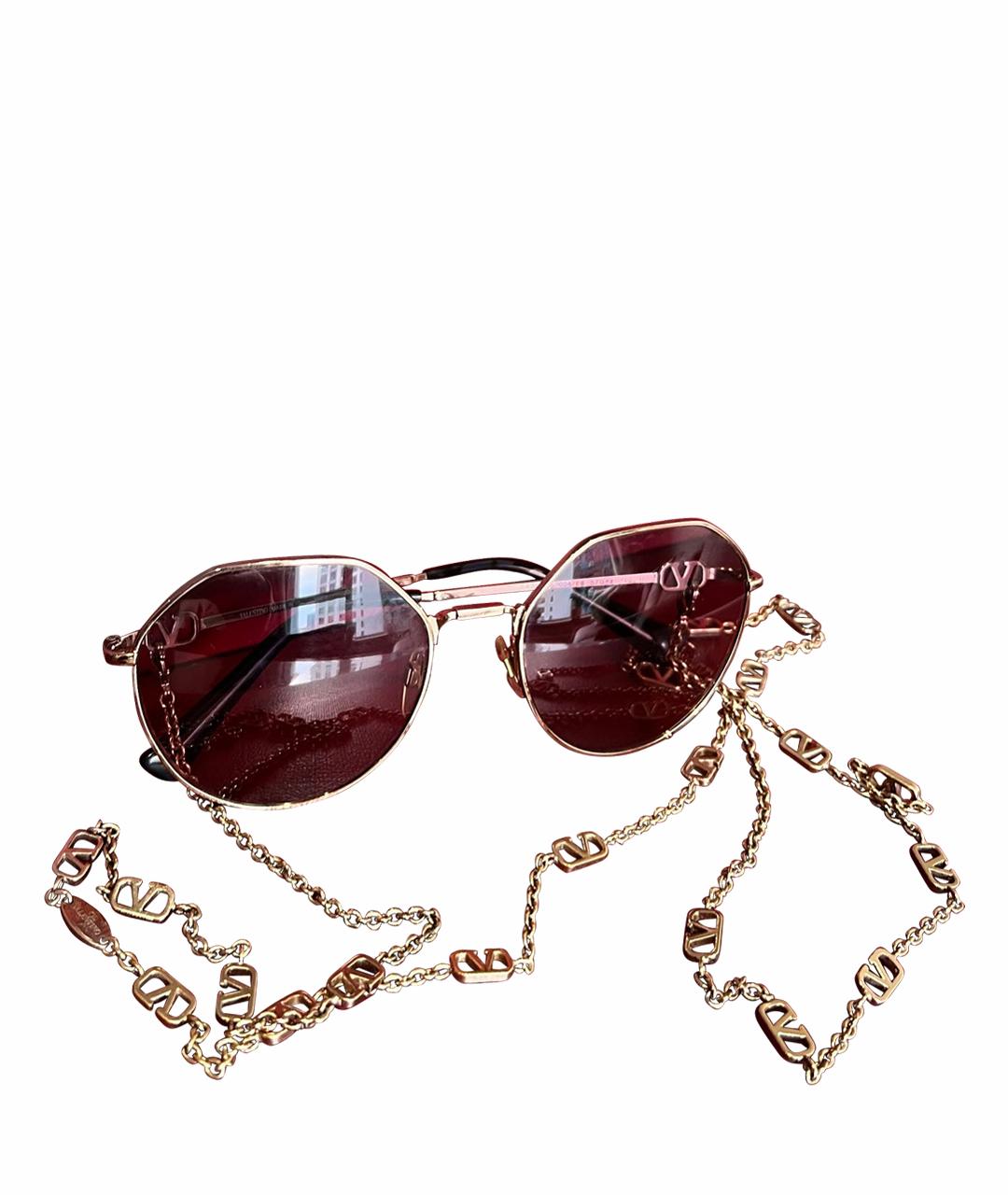 VALENTINO Коричневые металлические солнцезащитные очки, фото 1