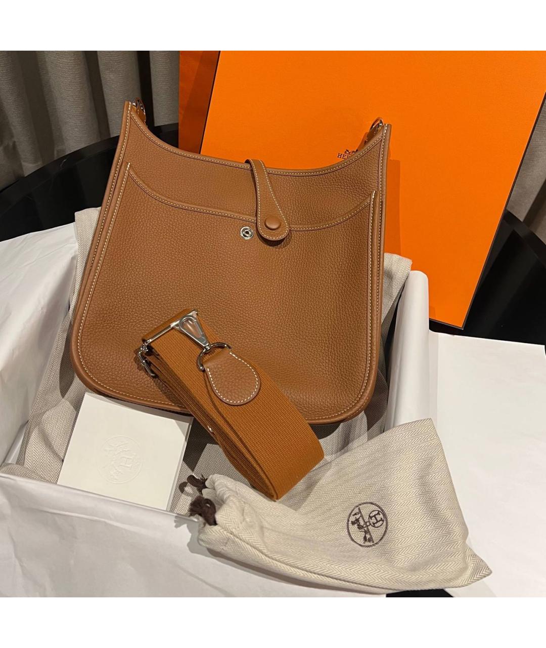 HERMES Коричневая кожаная сумка через плечо, фото 3