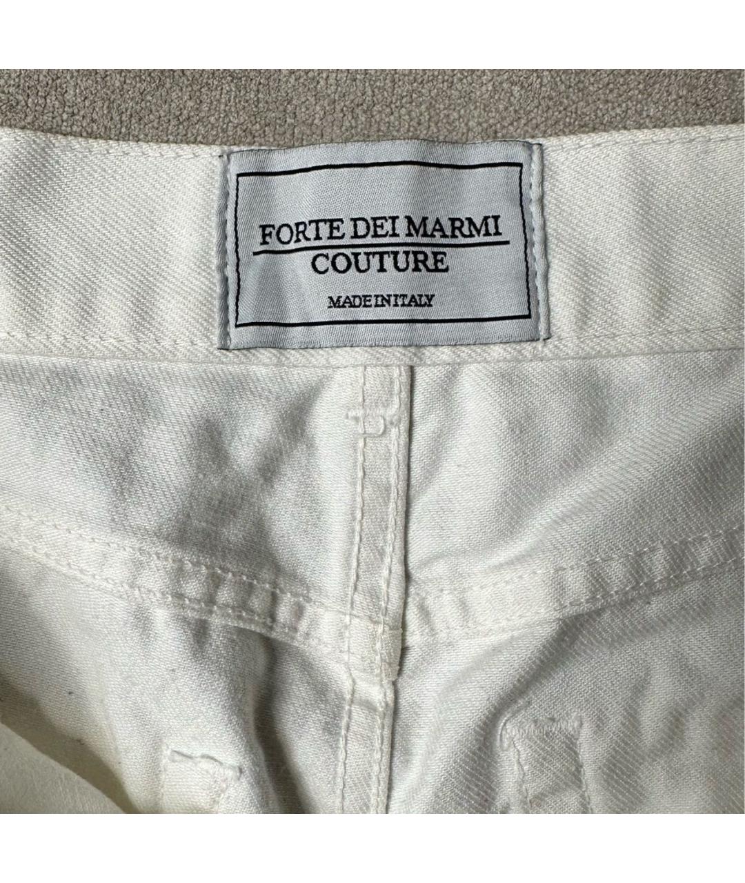 FORTE COUTURE Белые хлопковые прямые джинсы, фото 7