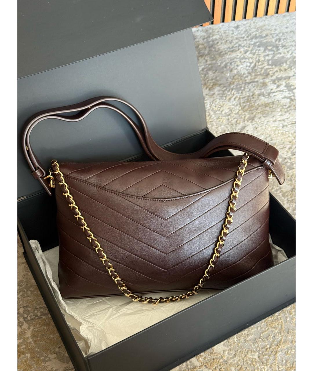 CHANEL Коричневая кожаная сумка через плечо, фото 3