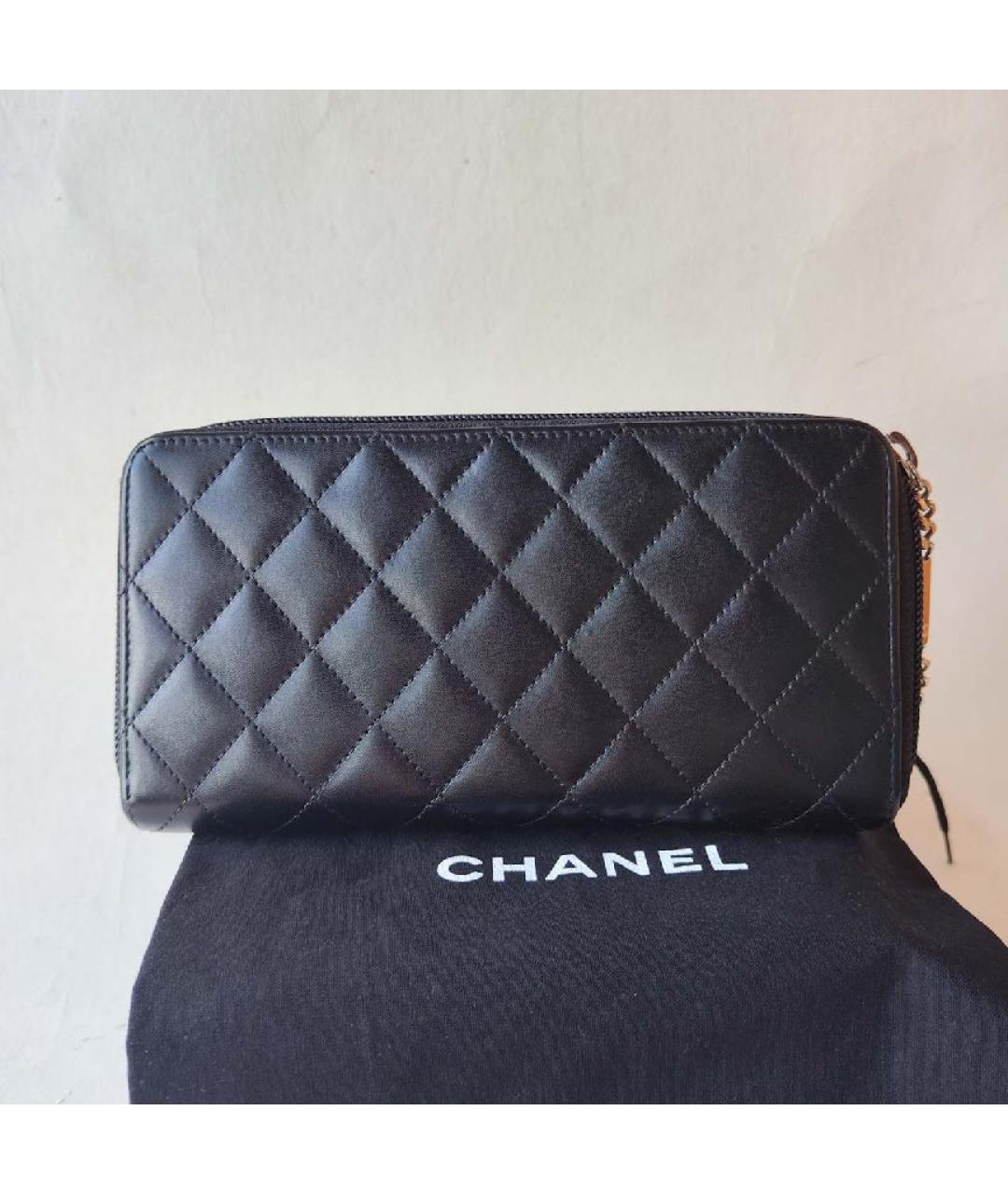 CHANEL Черный кожаный кошелек, фото 3