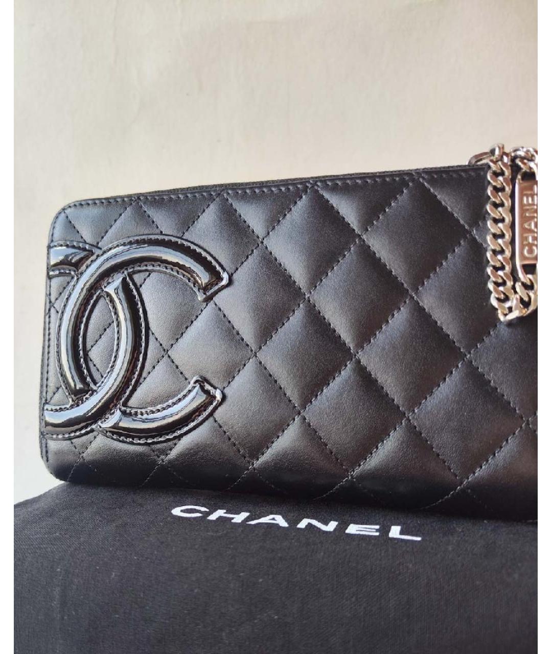 CHANEL Черный кожаный кошелек, фото 2