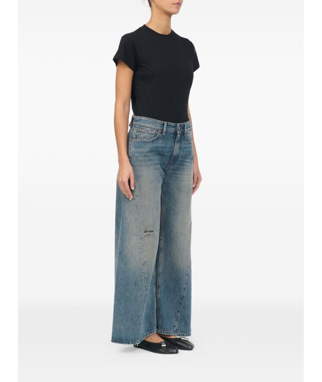 MM6 MAISON MARGIELA Синие хлопковые прямые джинсы, фото 7