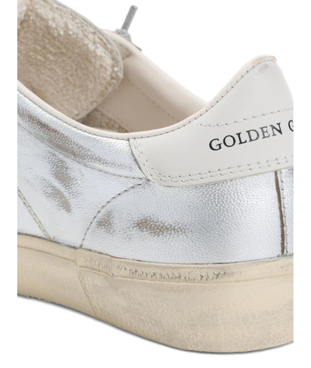 GOLDEN GOOSE Серебряные кожаные кеды, фото 3