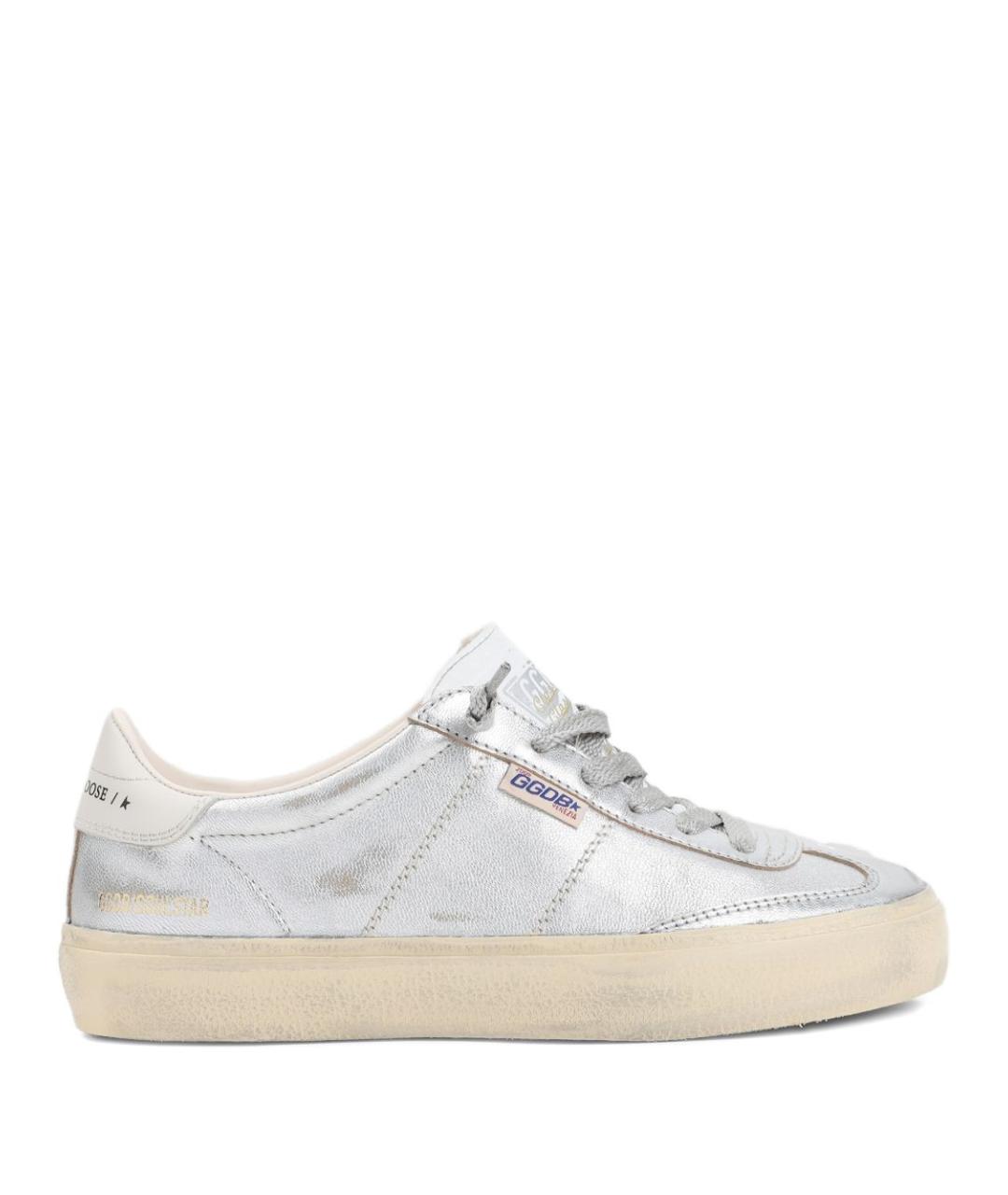 GOLDEN GOOSE Серебряные кожаные кеды, фото 1