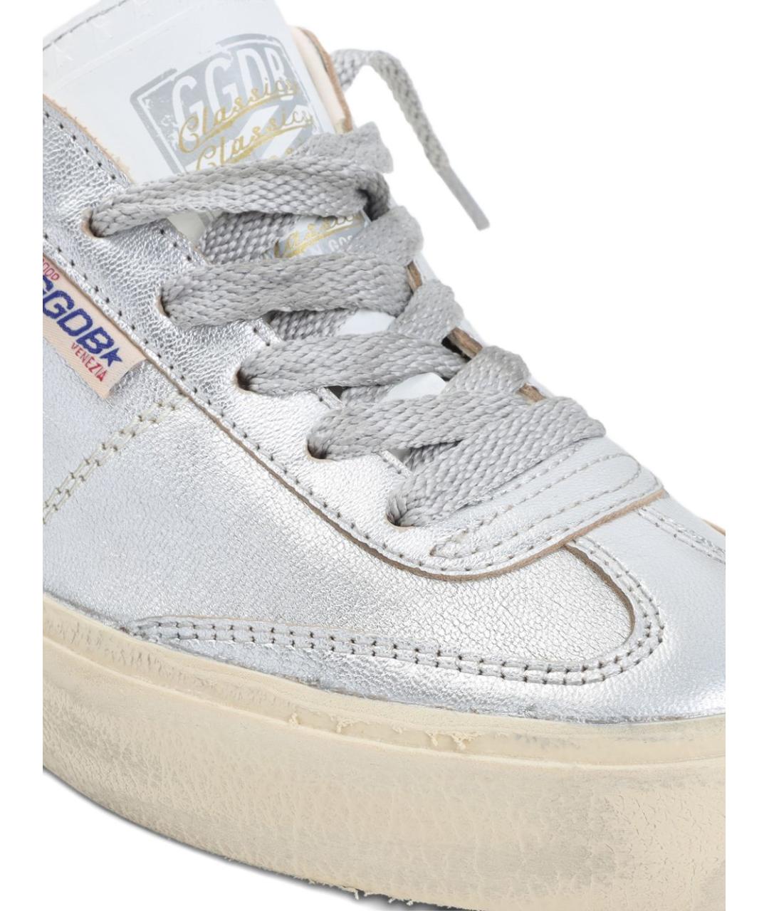 GOLDEN GOOSE Серебряные кожаные кеды, фото 4