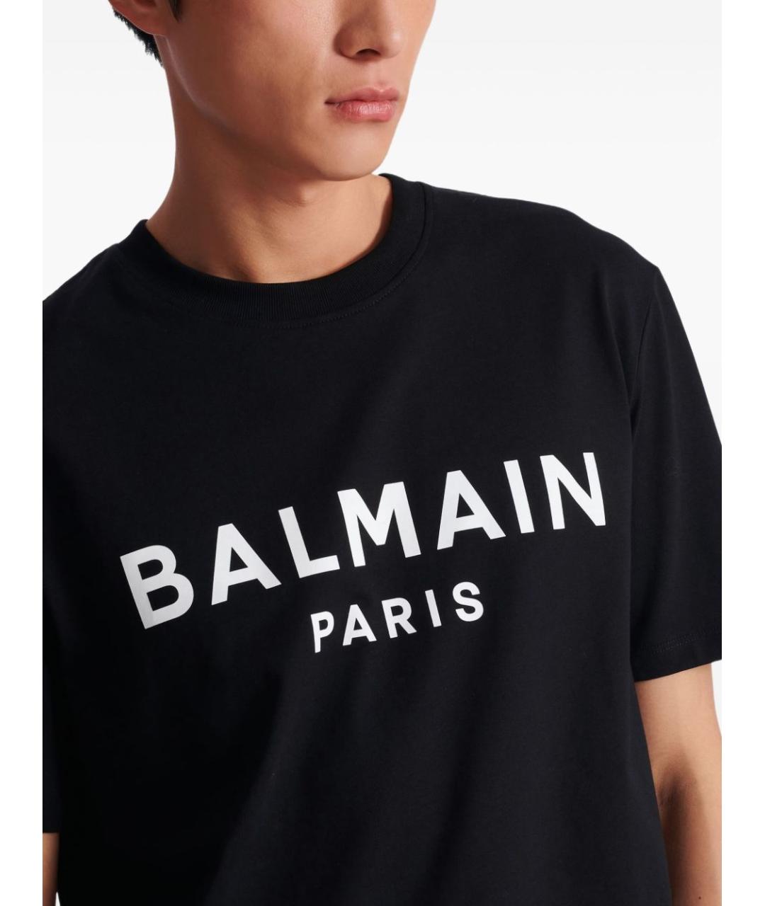 BALMAIN Черная хлопковая футболка, фото 2