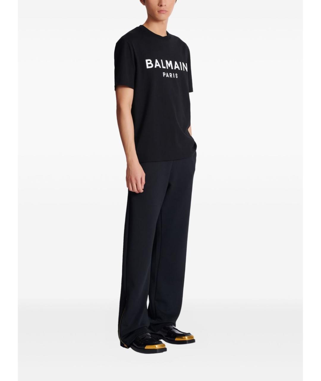 BALMAIN Черная хлопковая футболка, фото 3