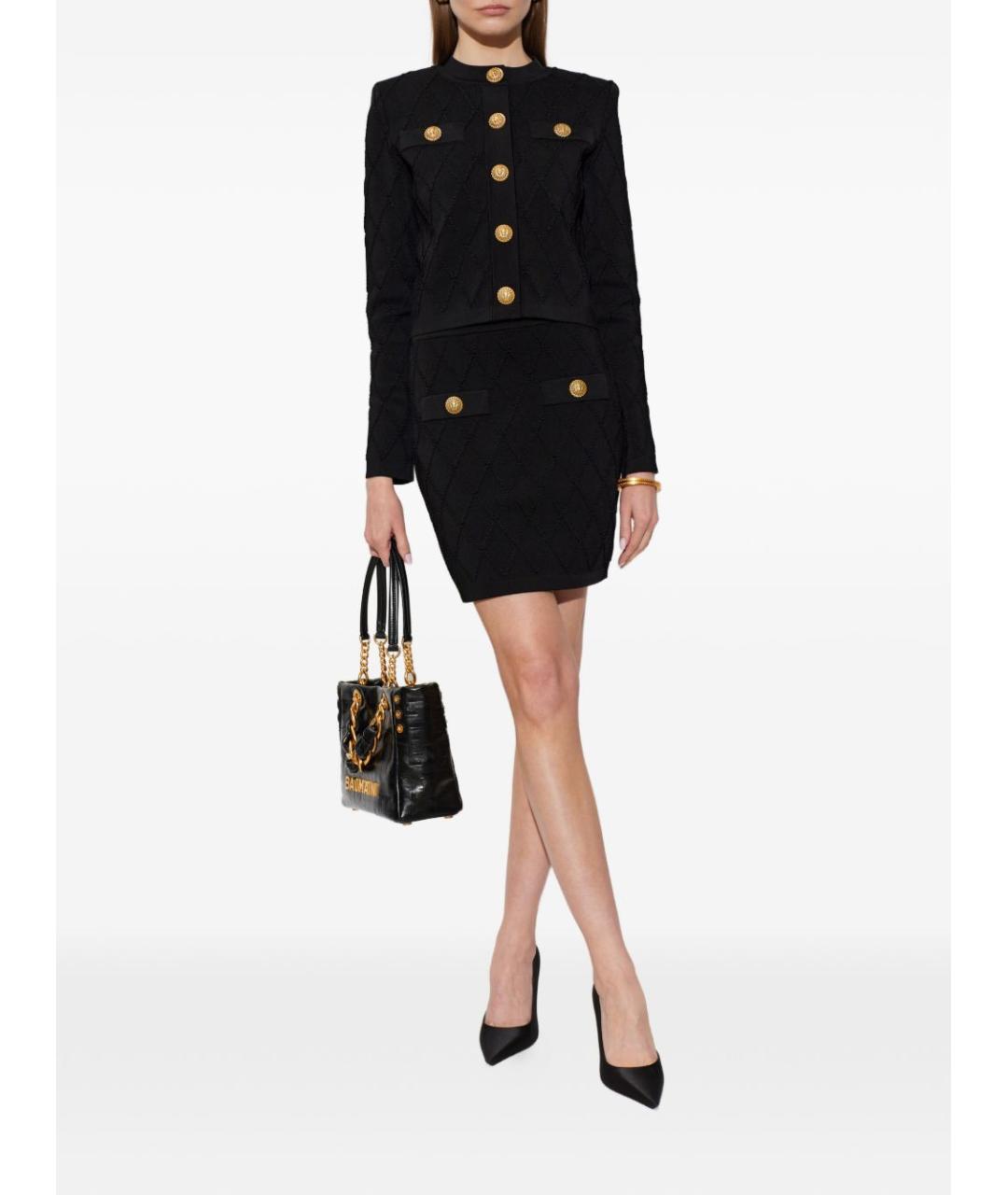 BALMAIN Черная вискозная юбка мини, фото 4