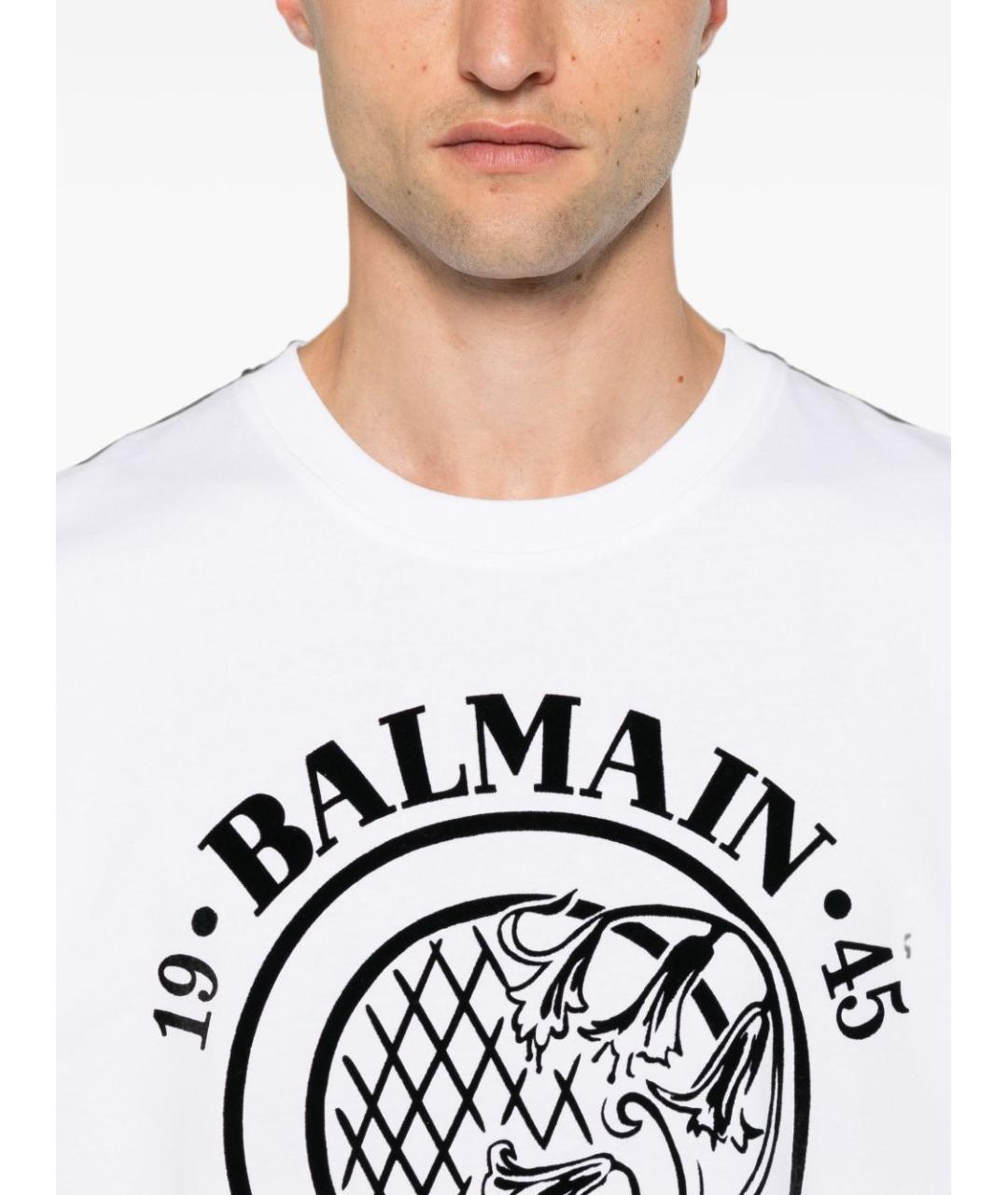 BALMAIN Белая хлопковая футболка, фото 4