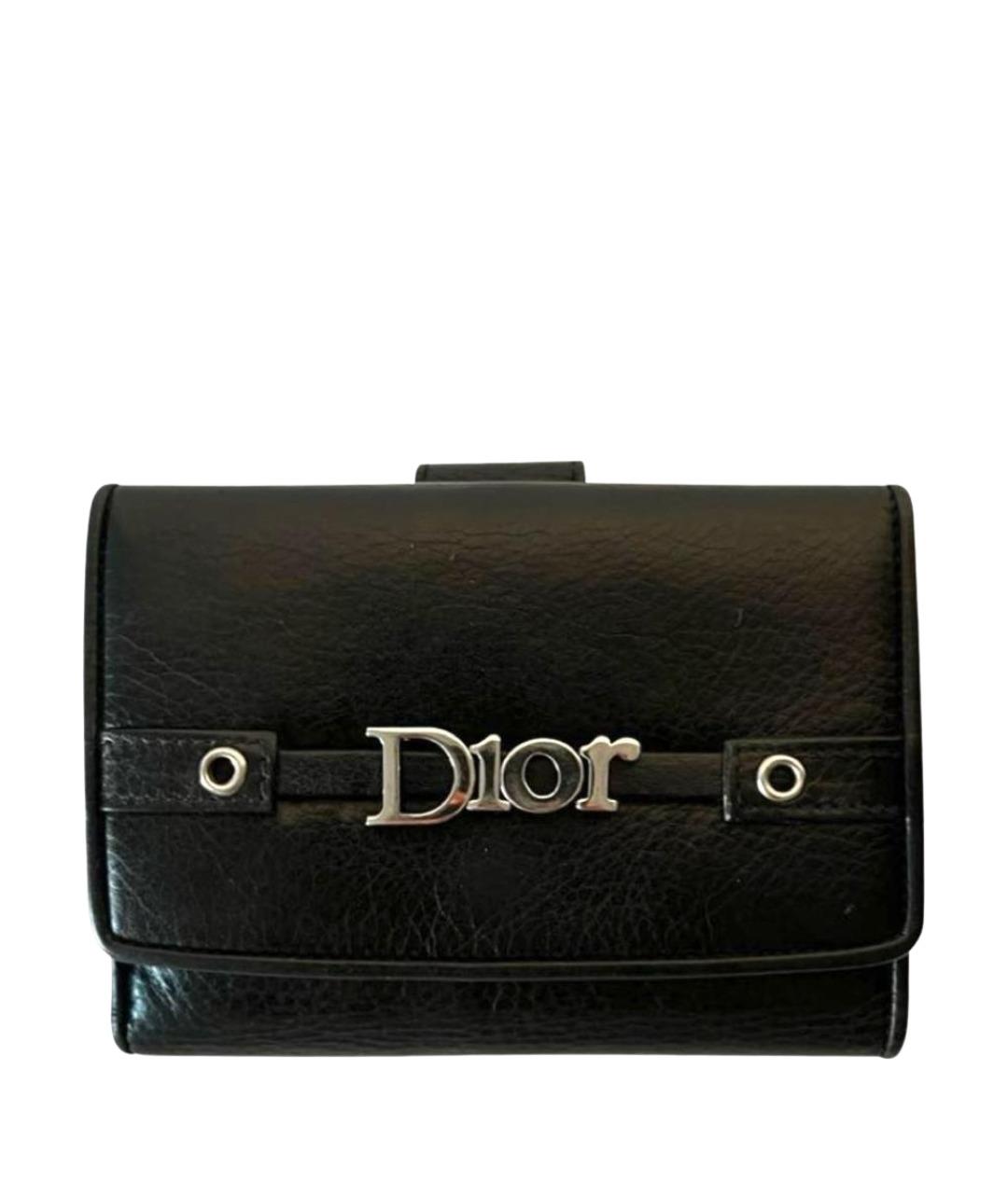 CHRISTIAN DIOR Черный кожаный кошелек, фото 1