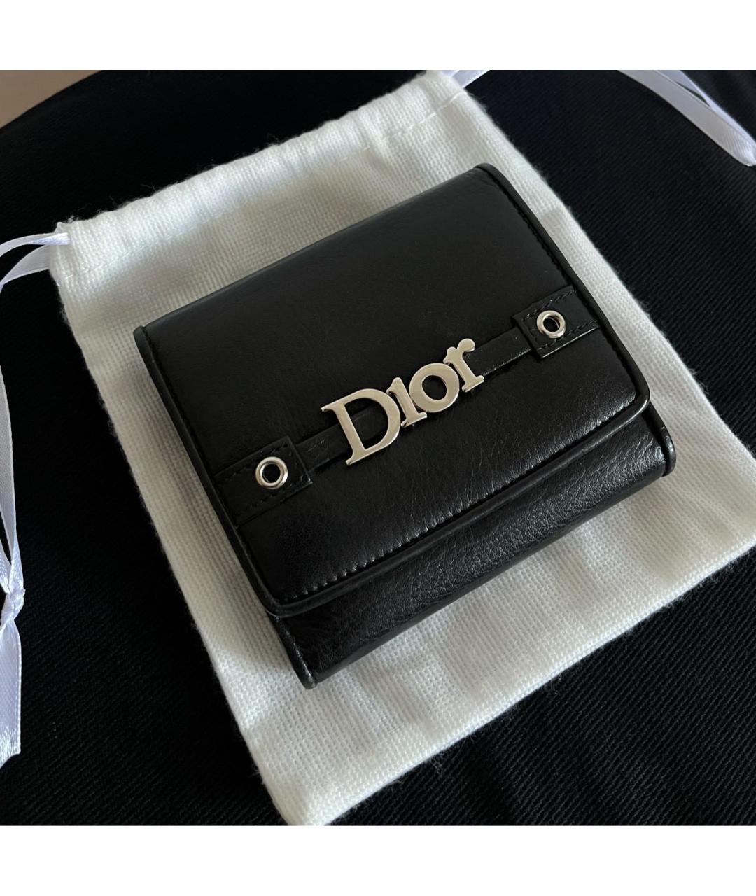 CHRISTIAN DIOR Черный кожаный кошелек, фото 2