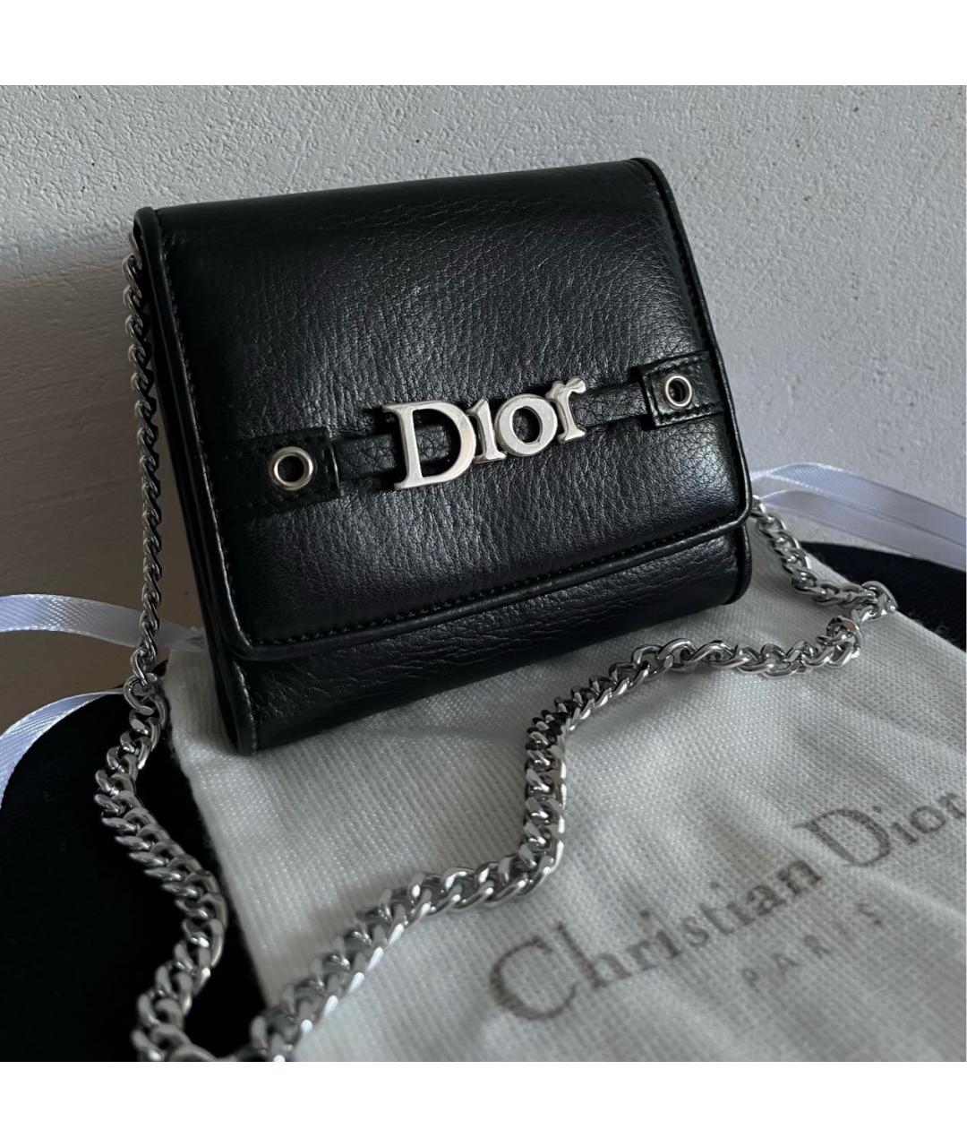 CHRISTIAN DIOR Черный кожаный кошелек, фото 7