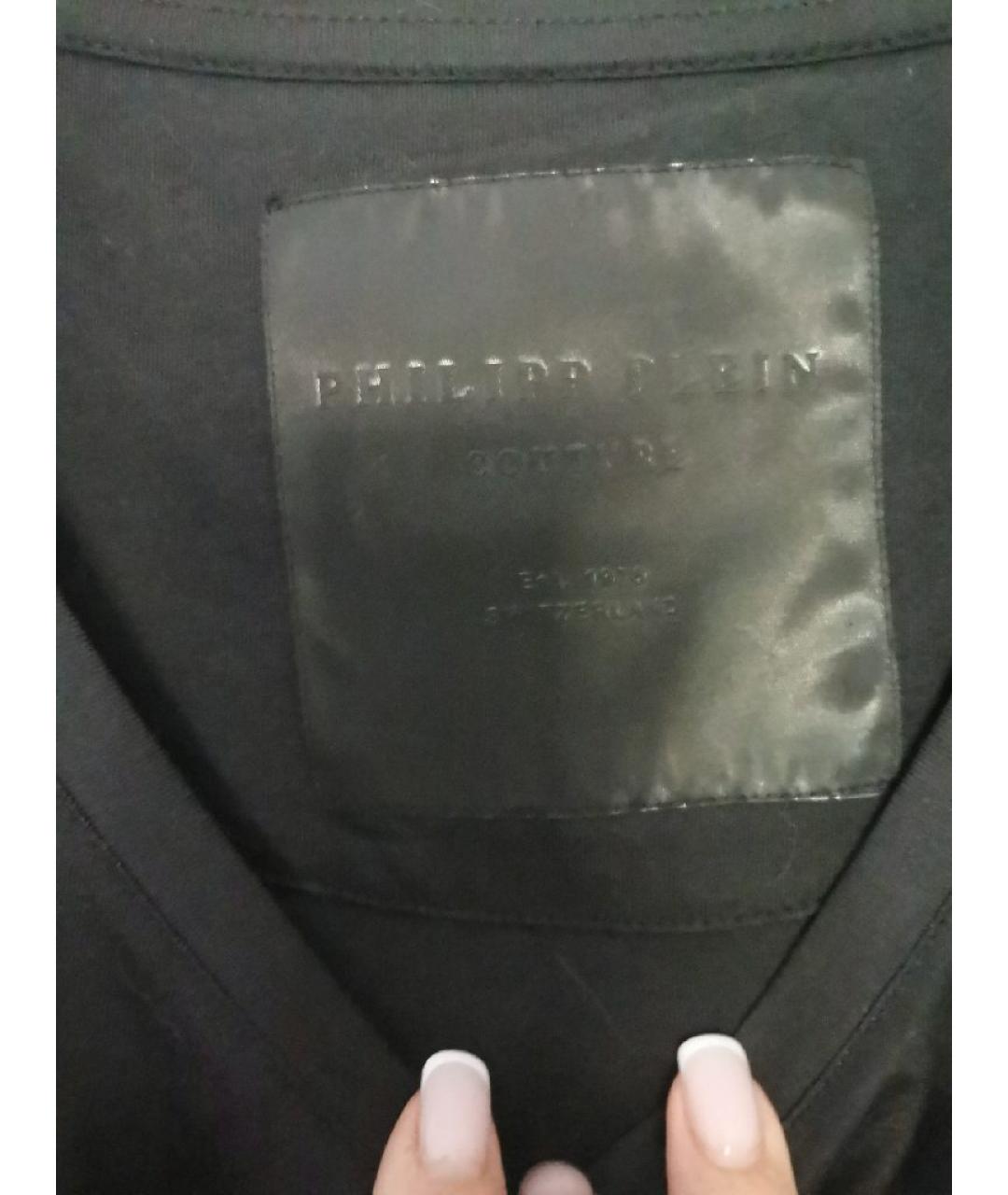 PHILIPP PLEIN Черная хлопко-эластановая футболка, фото 3