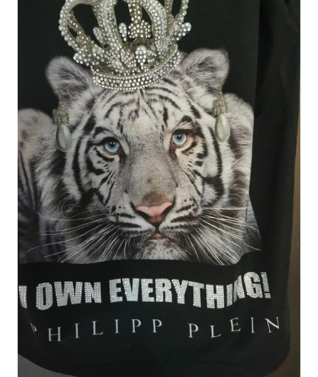 PHILIPP PLEIN Черная хлопко-эластановая футболка, фото 4