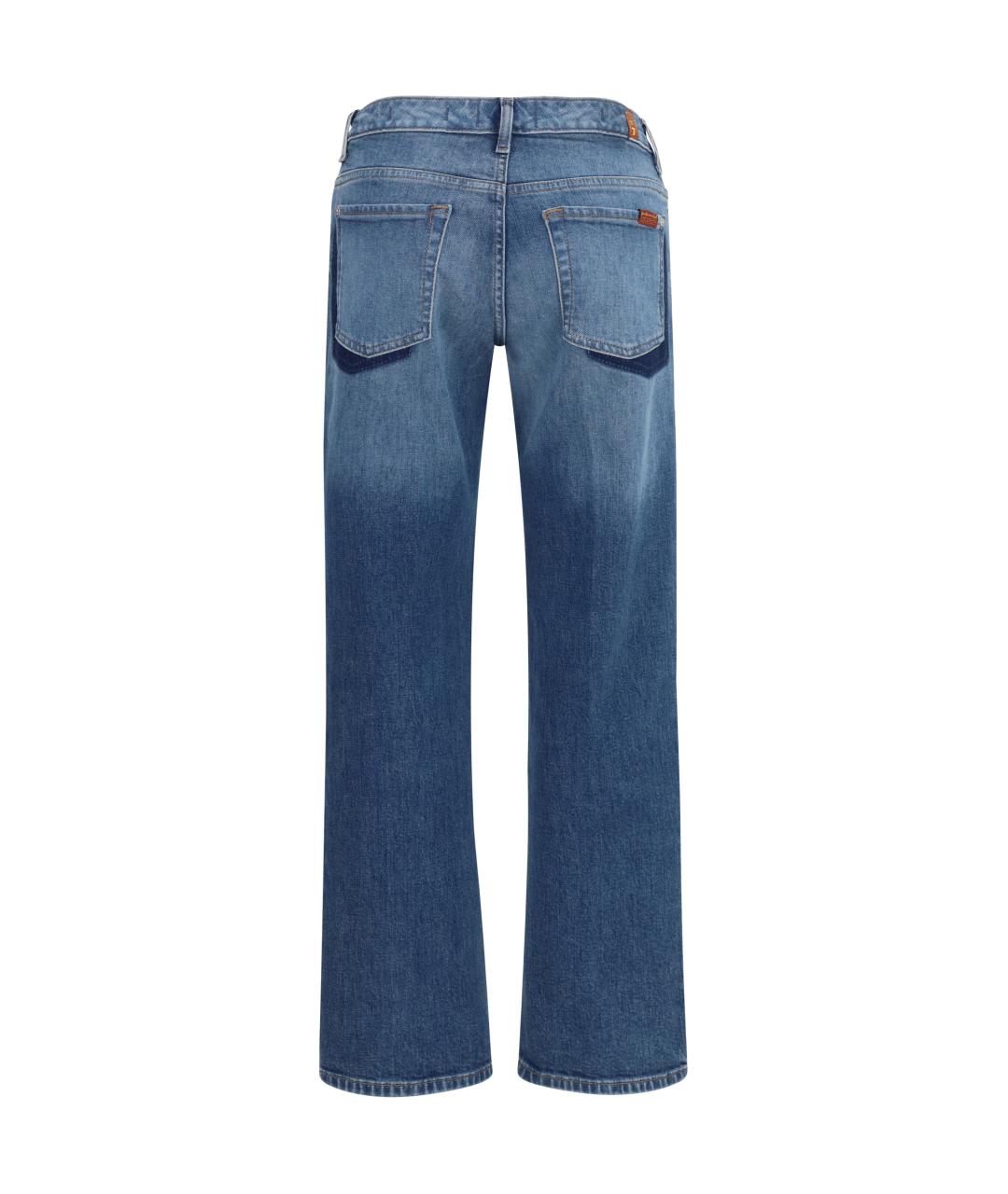 7 FOR ALL MANKIND Синие хлопковые прямые джинсы, фото 2