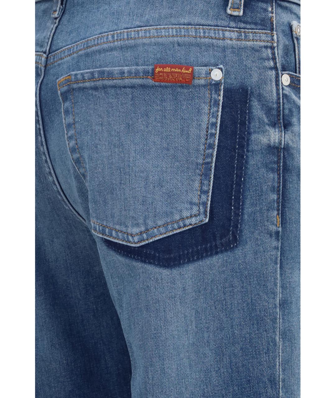 7 FOR ALL MANKIND Синие хлопковые прямые джинсы, фото 3