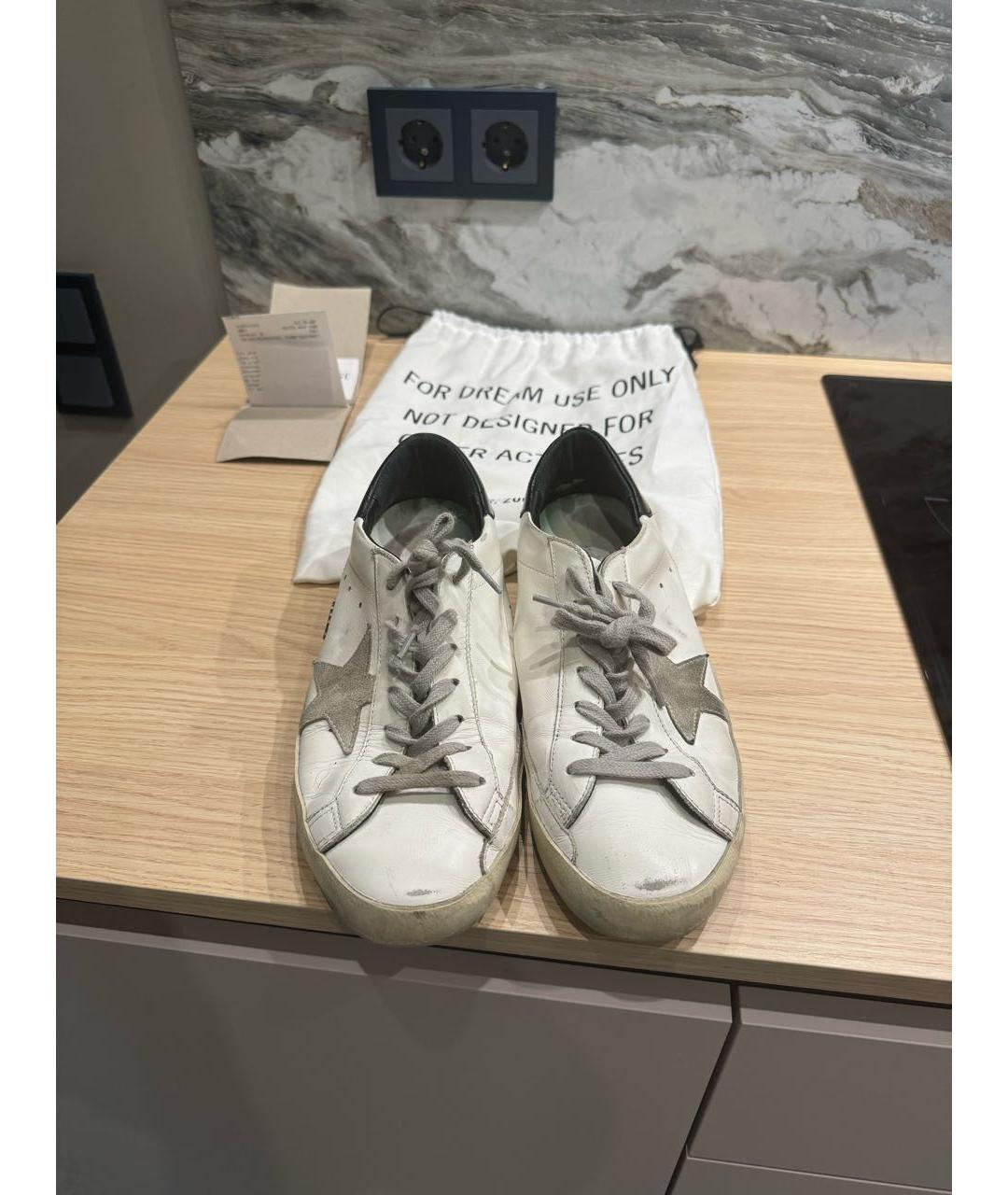 GOLDEN GOOSE Бежевые кожаные низкие кроссовки / кеды, фото 2