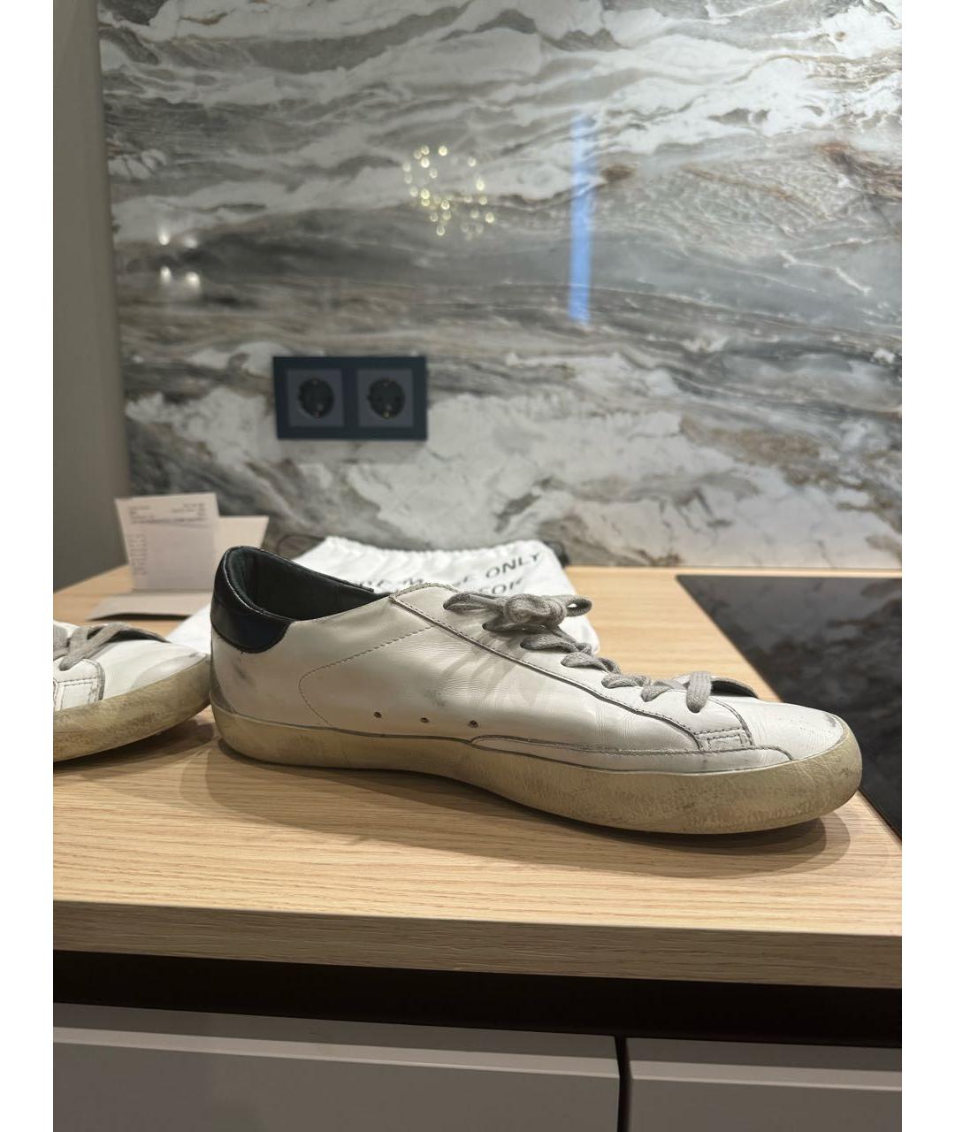 GOLDEN GOOSE Бежевые кожаные низкие кроссовки / кеды, фото 5