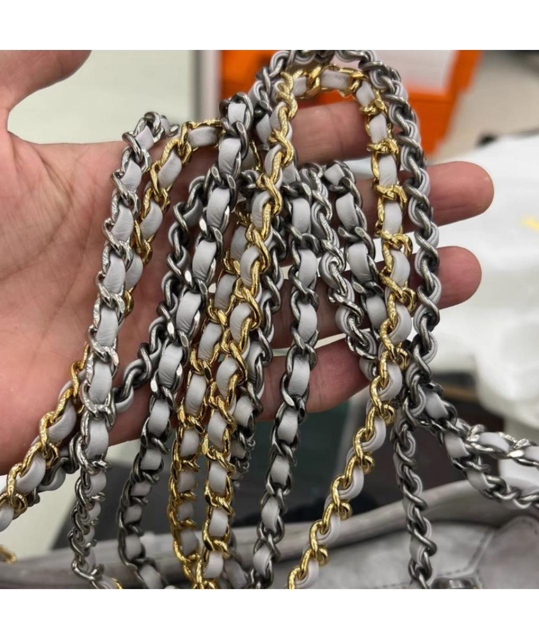 CHANEL Серая кожаная сумка через плечо, фото 6