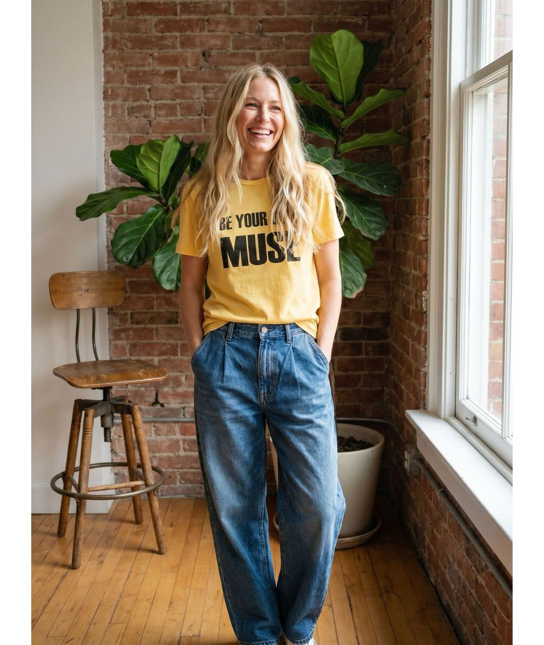 BY MALENE BIRGER Желтая хлопковая футболка, фото 4