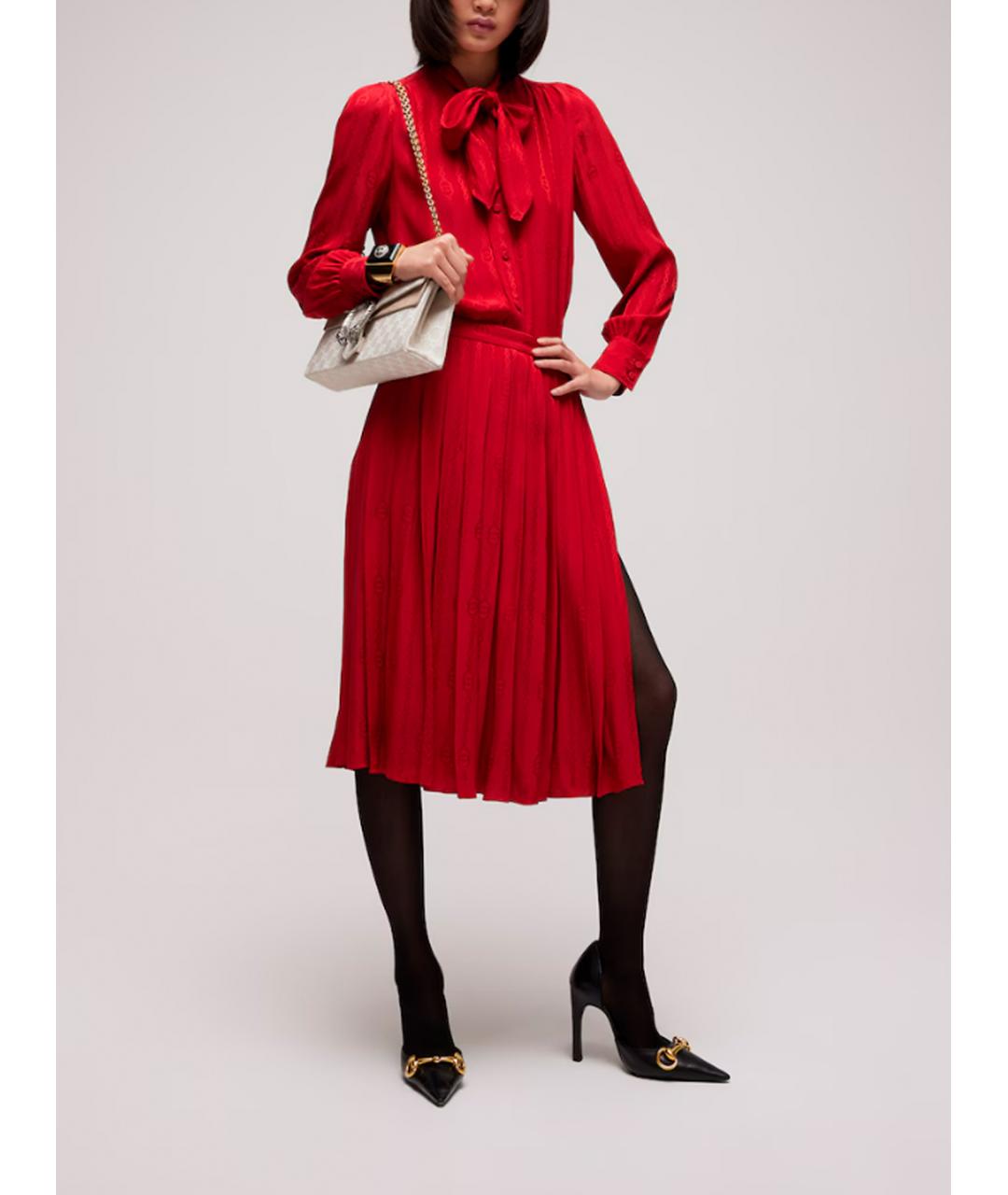 GUCCI Красная шелковая блузы, фото 2