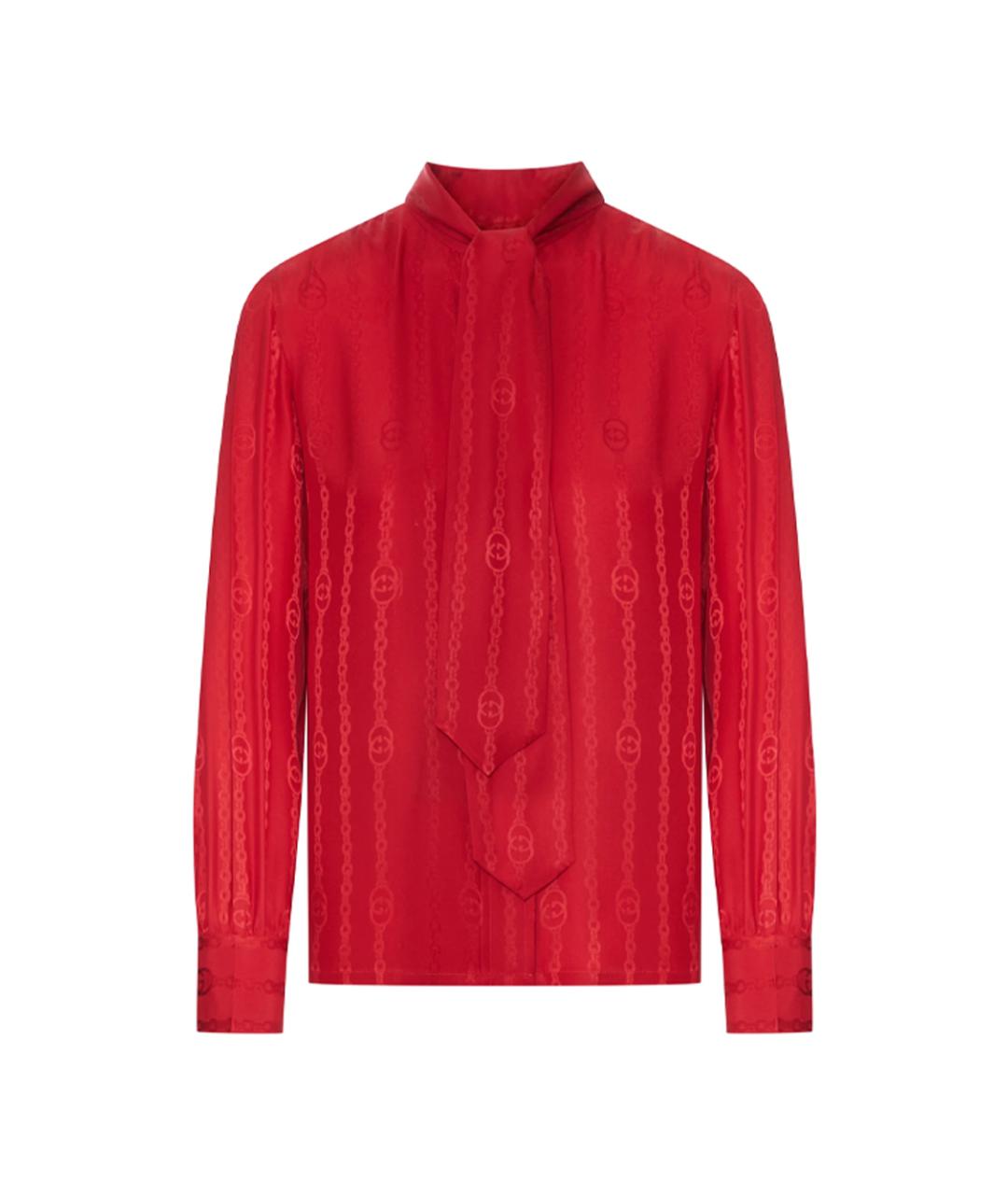 GUCCI Красная шелковая блузы, фото 1