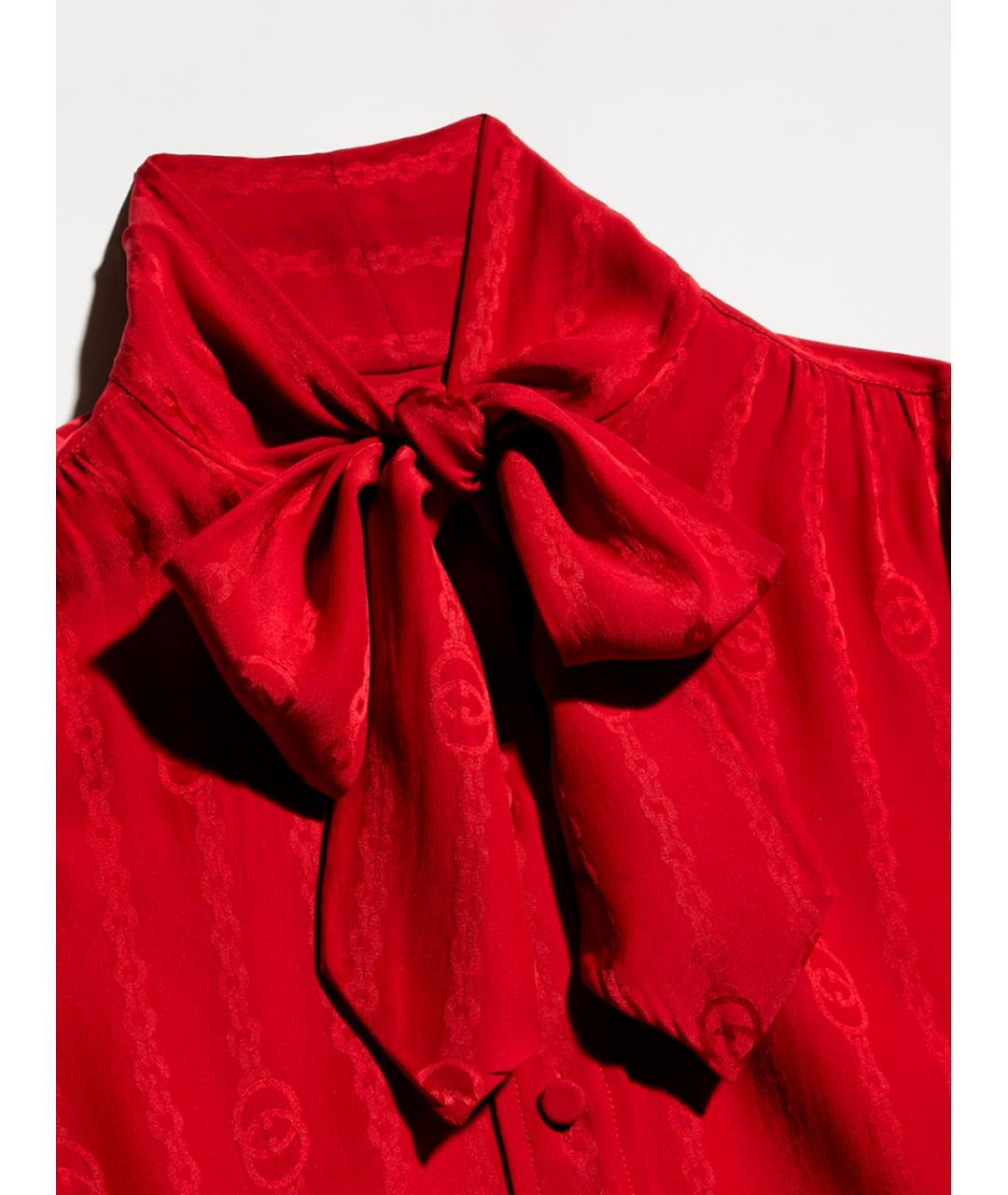 GUCCI Красная шелковая блузы, фото 5
