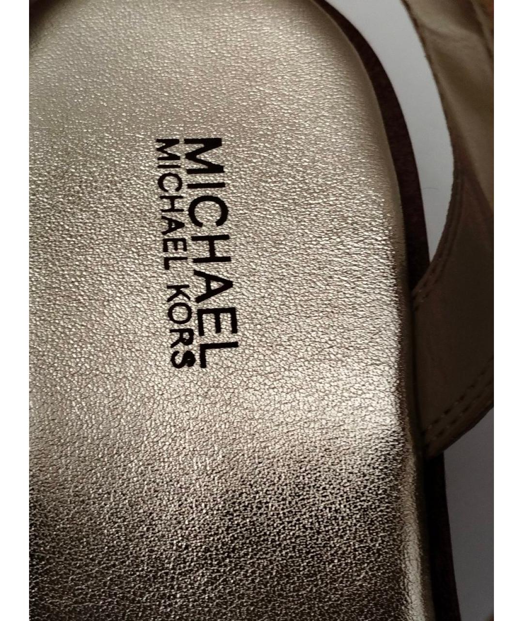 MICHAEL KORS Золотые сандалии из искусственной кожи, фото 7