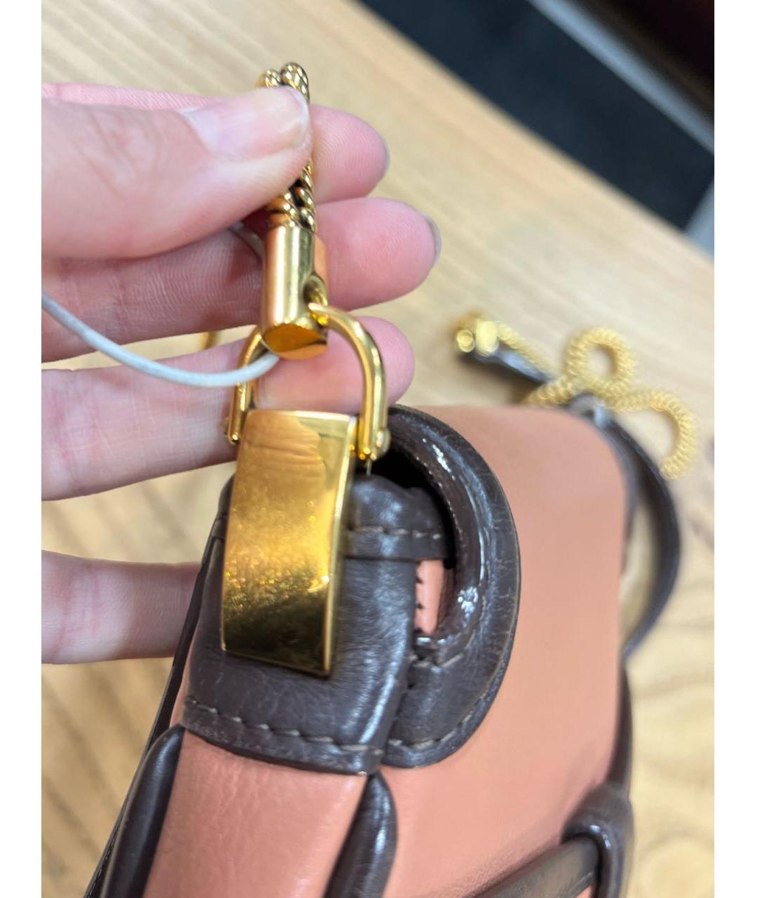 LOUIS VUITTON Коралловая кожаная сумка через плечо, фото 4