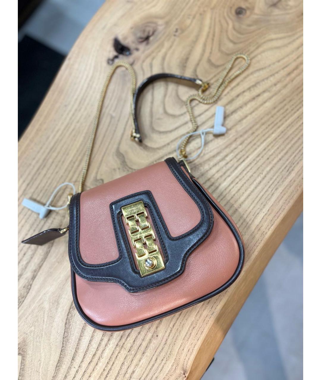 LOUIS VUITTON Коралловая кожаная сумка через плечо, фото 9