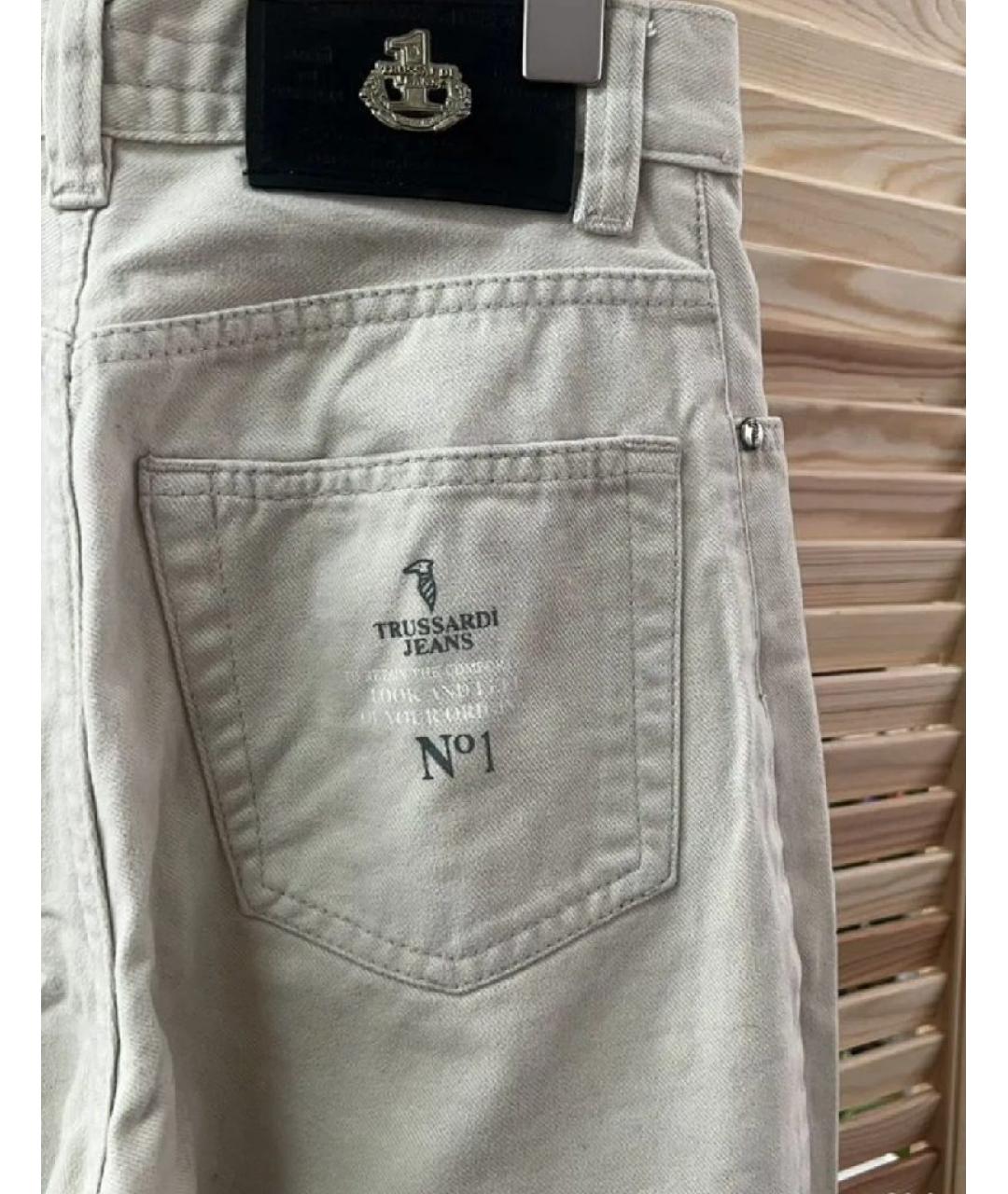TRUSSARDI Бежевые хлопковые прямые джинсы, фото 2